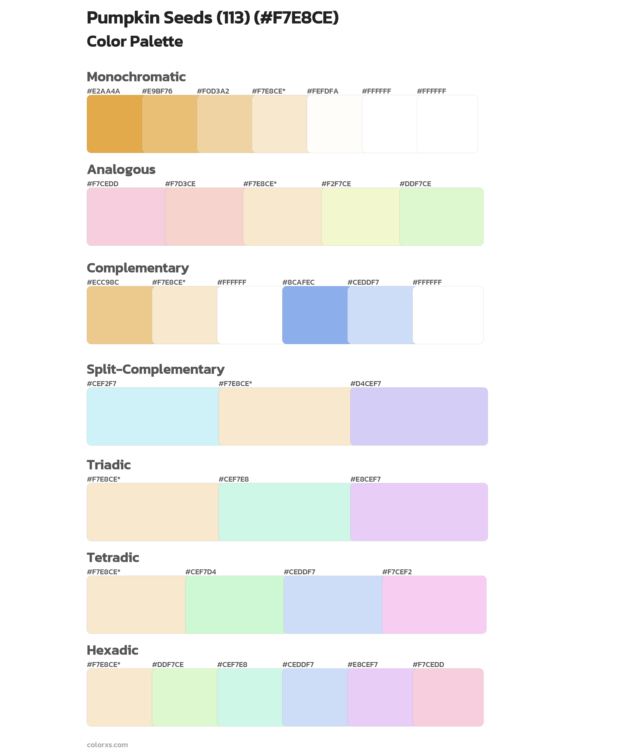 Pumpkin Seeds (113) Color Scheme Palettes