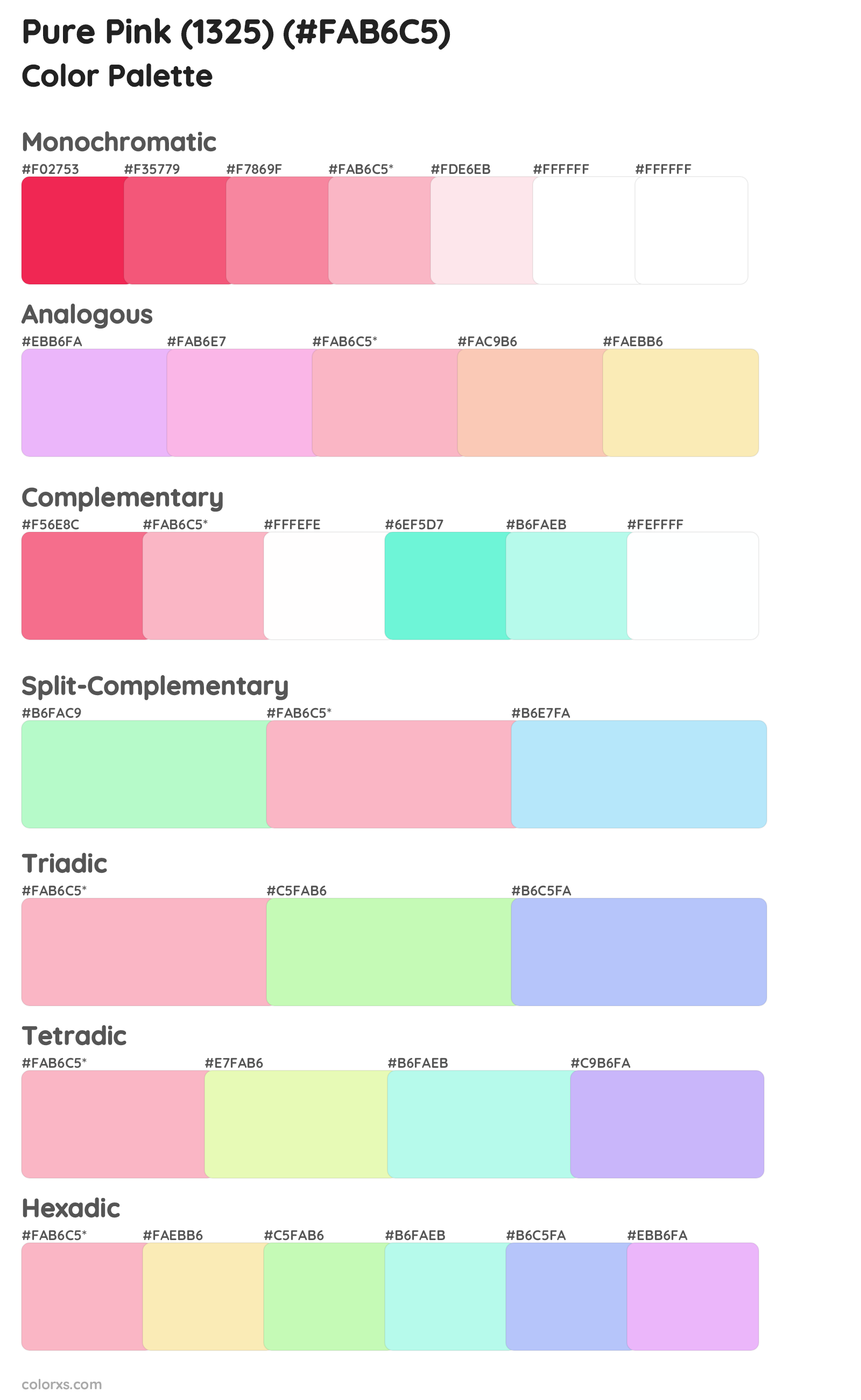 Pure Pink (1325) Color Scheme Palettes