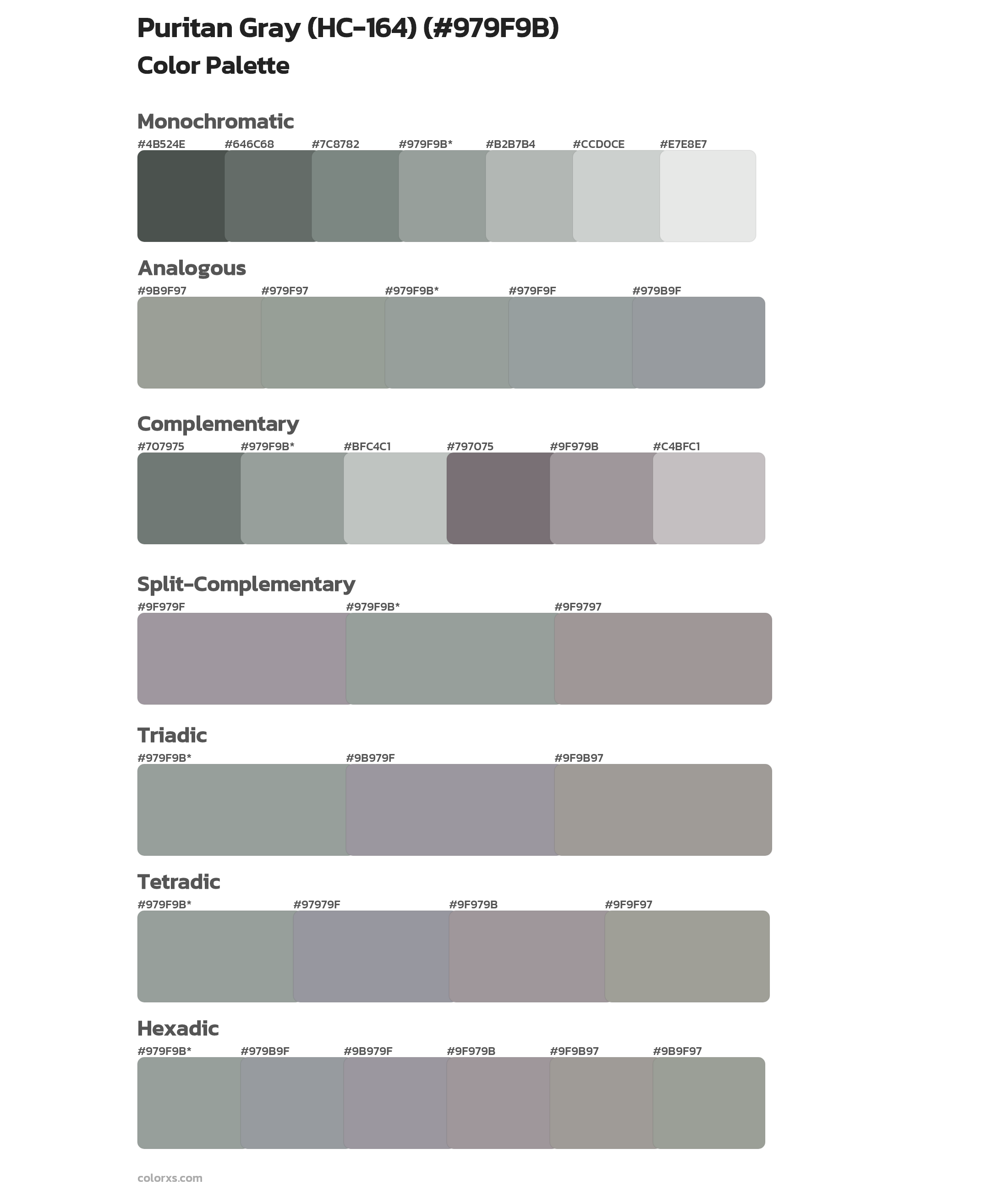 Puritan Gray (HC-164) Color Scheme Palettes