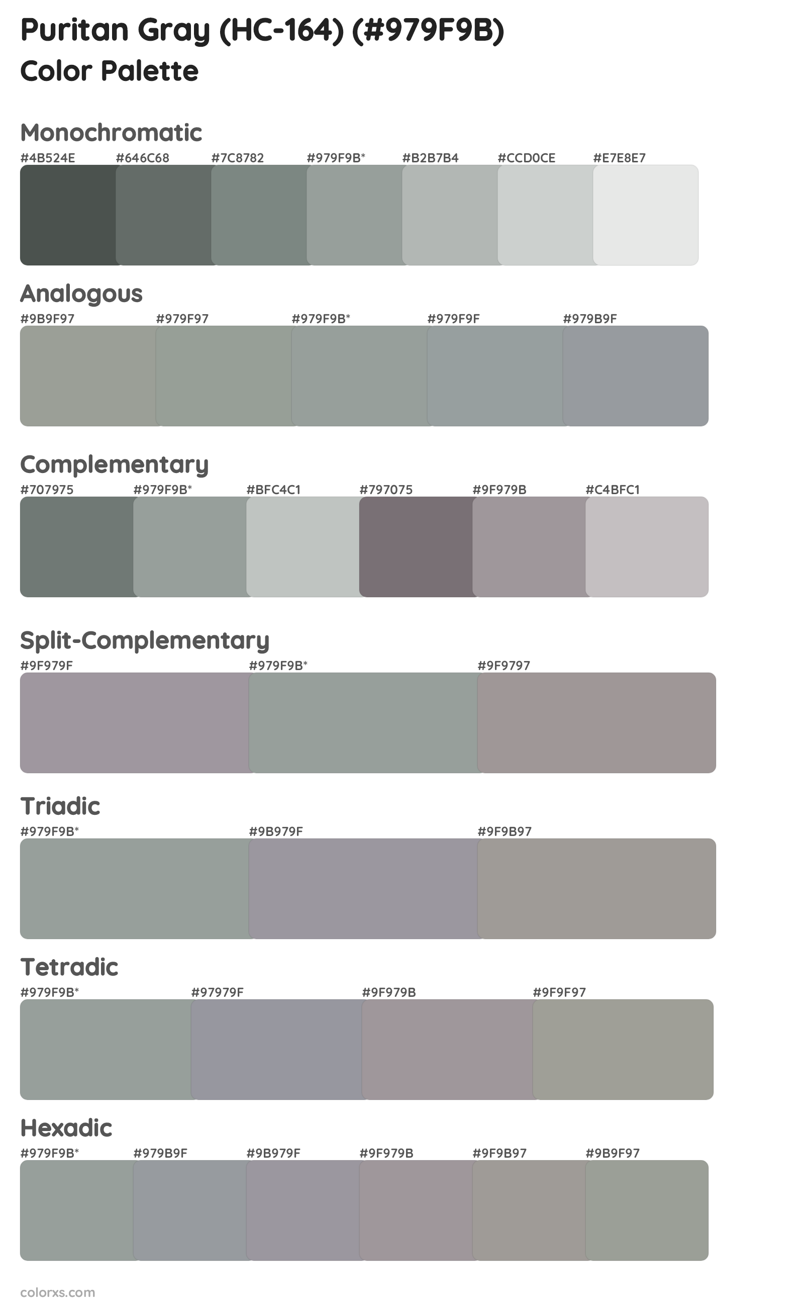 Puritan Gray (HC-164) Color Scheme Palettes