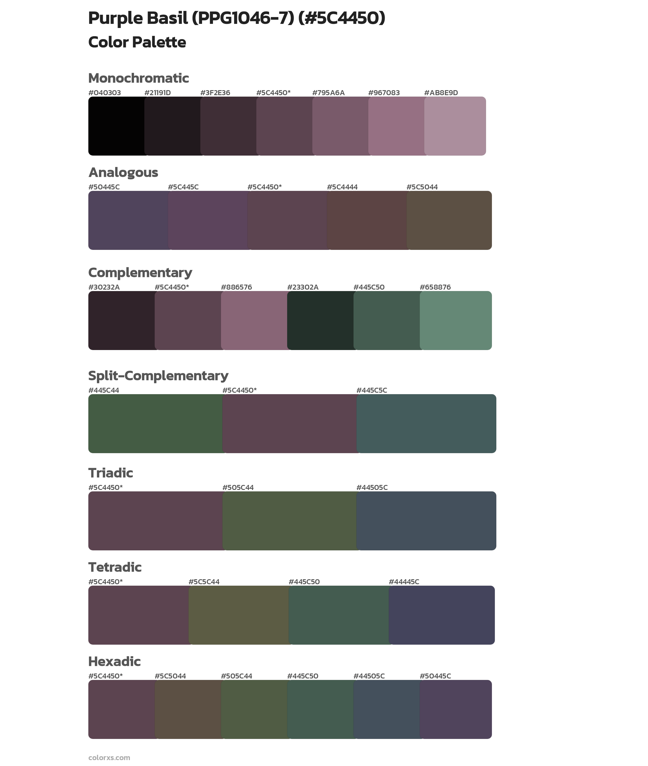 Purple Basil (PPG1046-7) Color Scheme Palettes