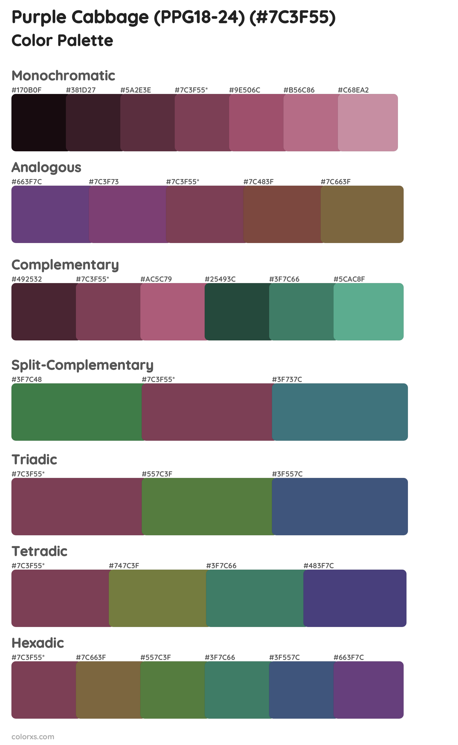 Purple Cabbage (PPG18-24) Color Scheme Palettes