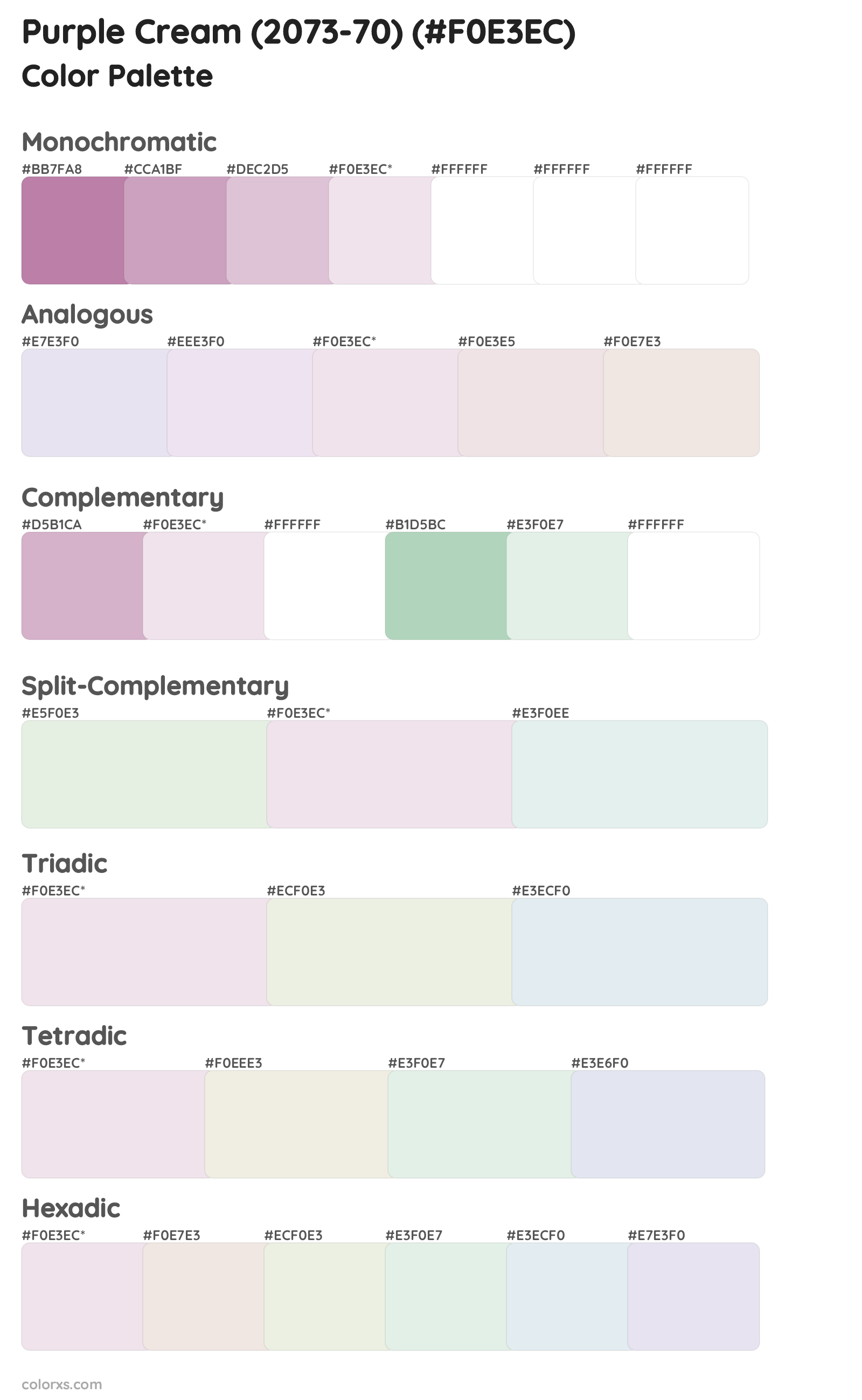 Purple Cream (2073-70) Color Scheme Palettes