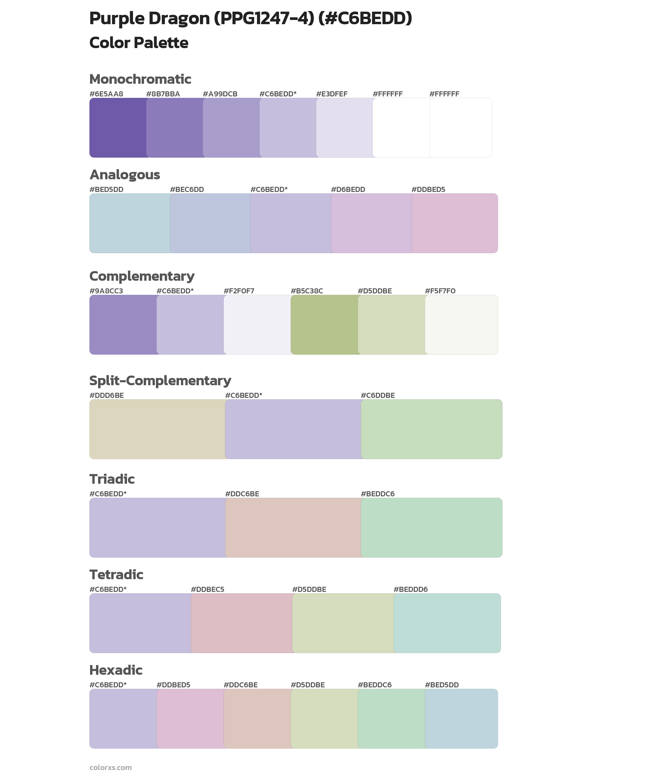 Purple Dragon (PPG1247-4) Color Scheme Palettes