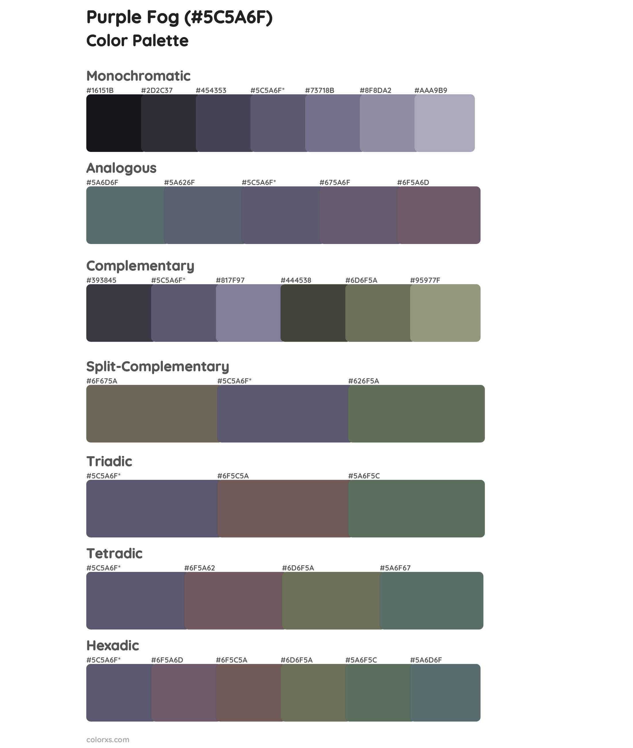 Purple Fog Color Scheme Palettes