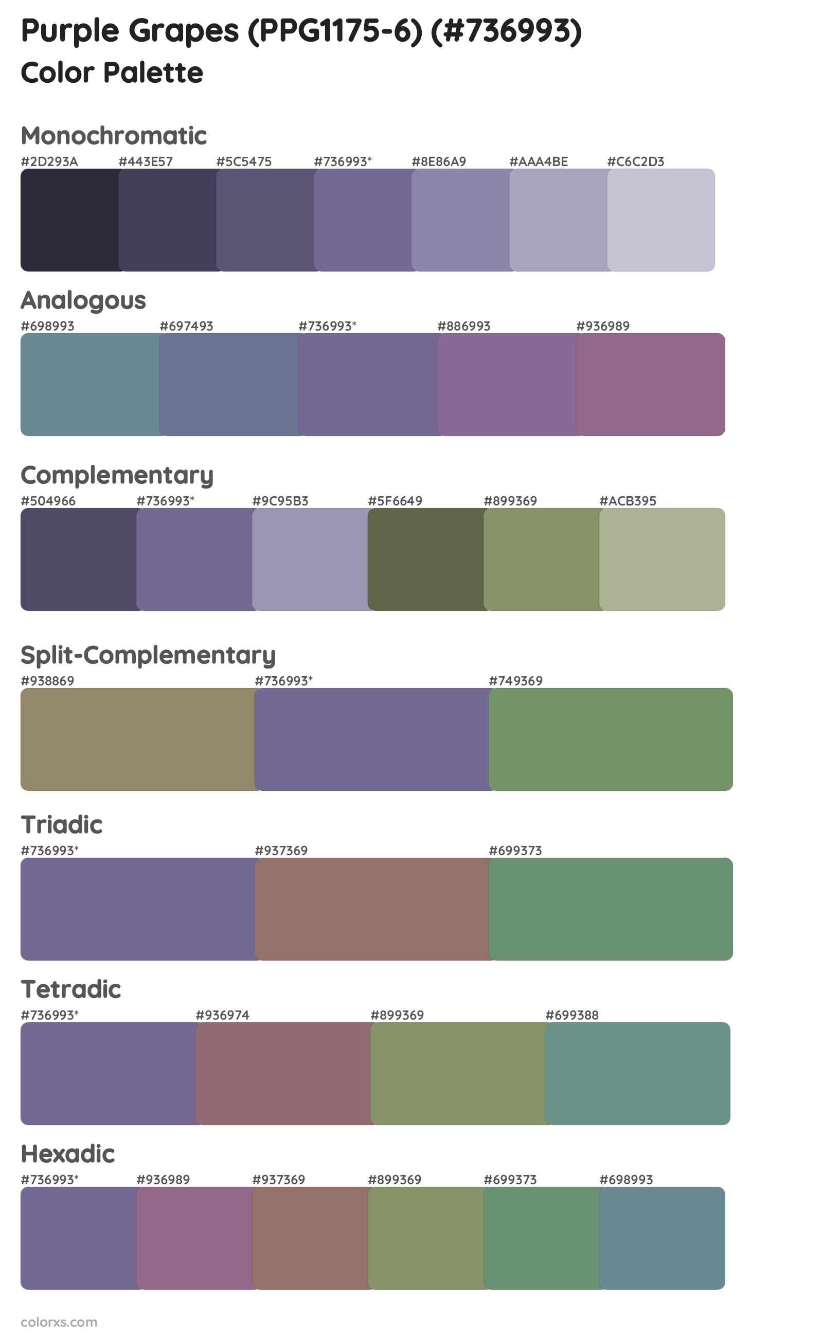 Purple Grapes (PPG1175-6) Color Scheme Palettes