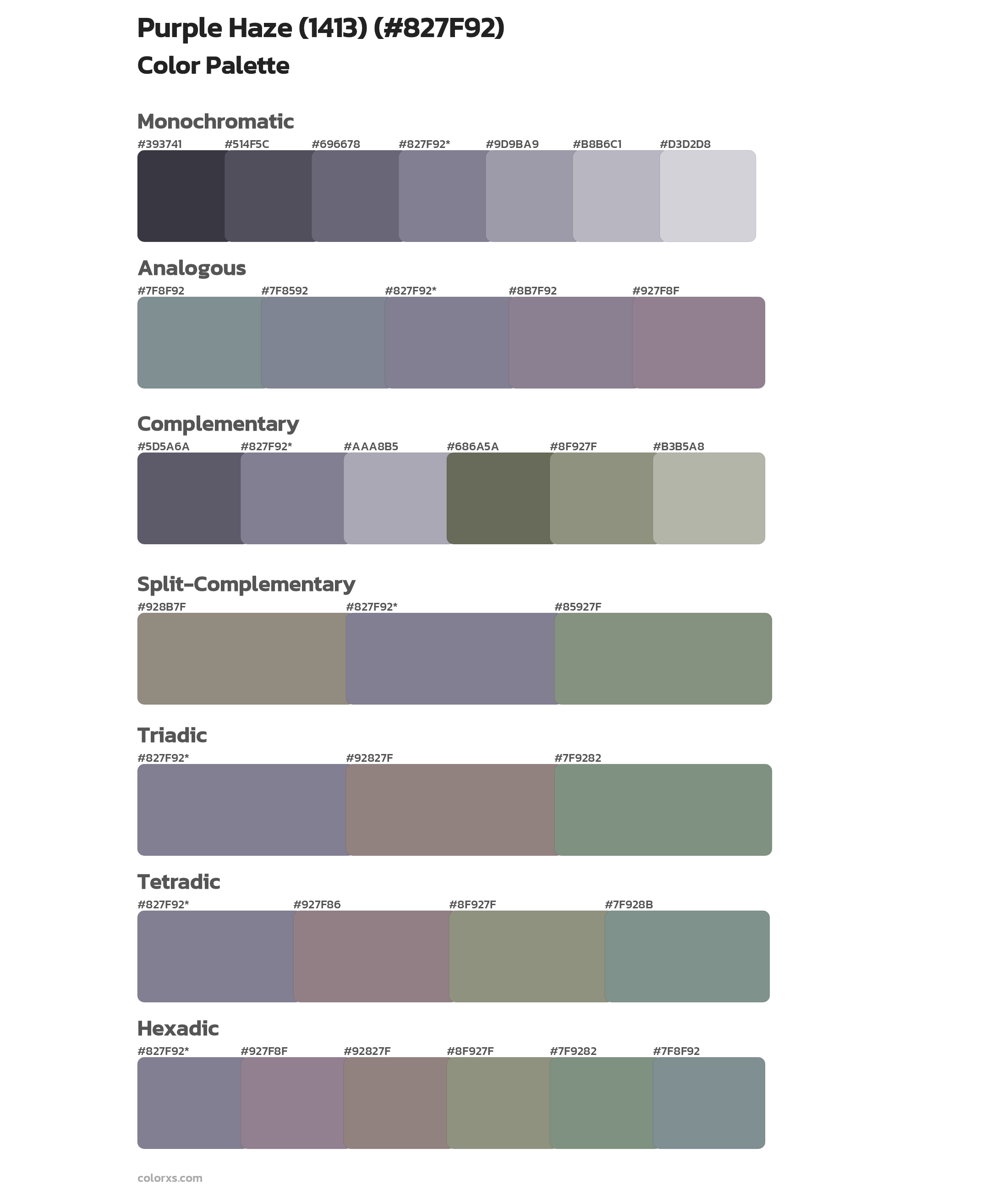 Purple Haze (1413) Color Scheme Palettes