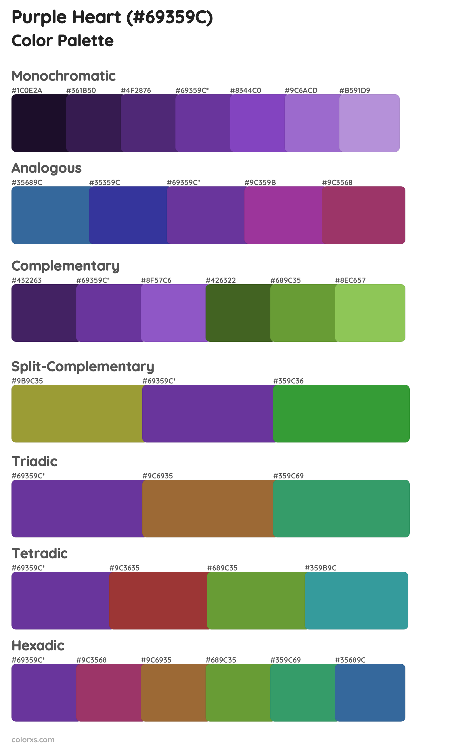 Purple Heart Color Scheme Palettes