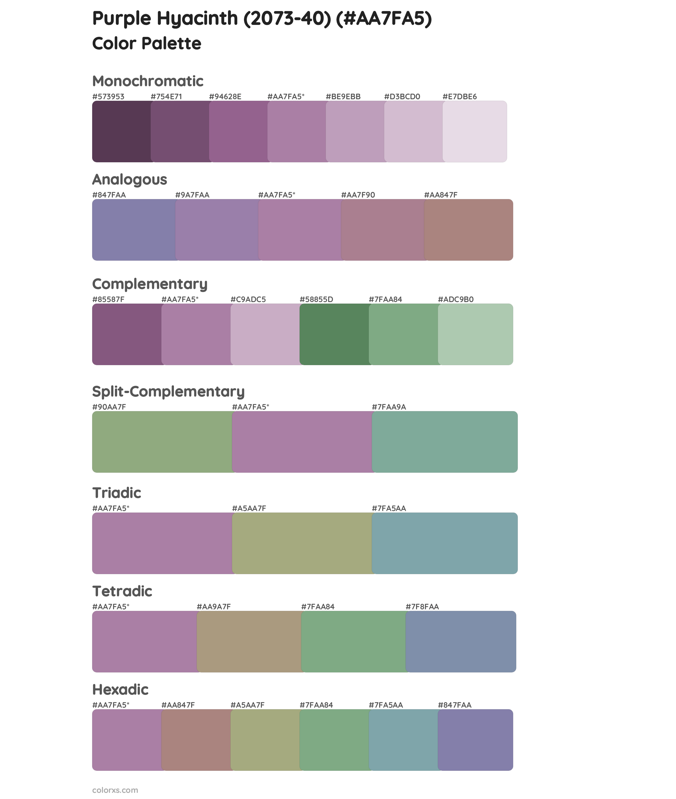 Purple Hyacinth (2073-40) Color Scheme Palettes