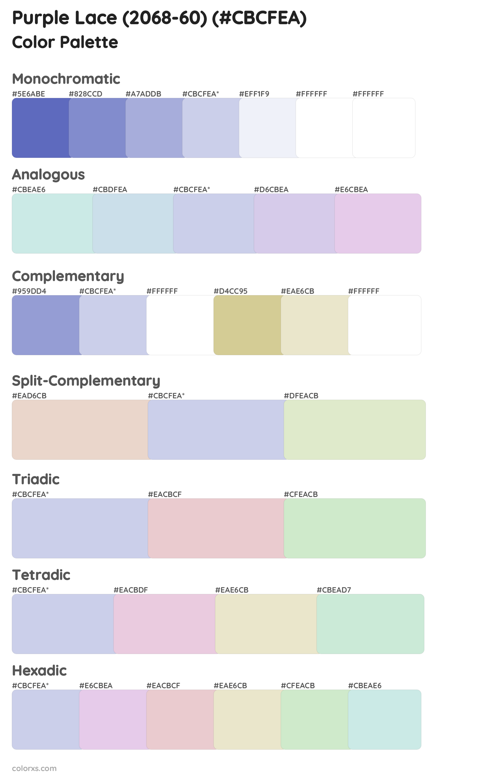 Purple Lace (2068-60) Color Scheme Palettes