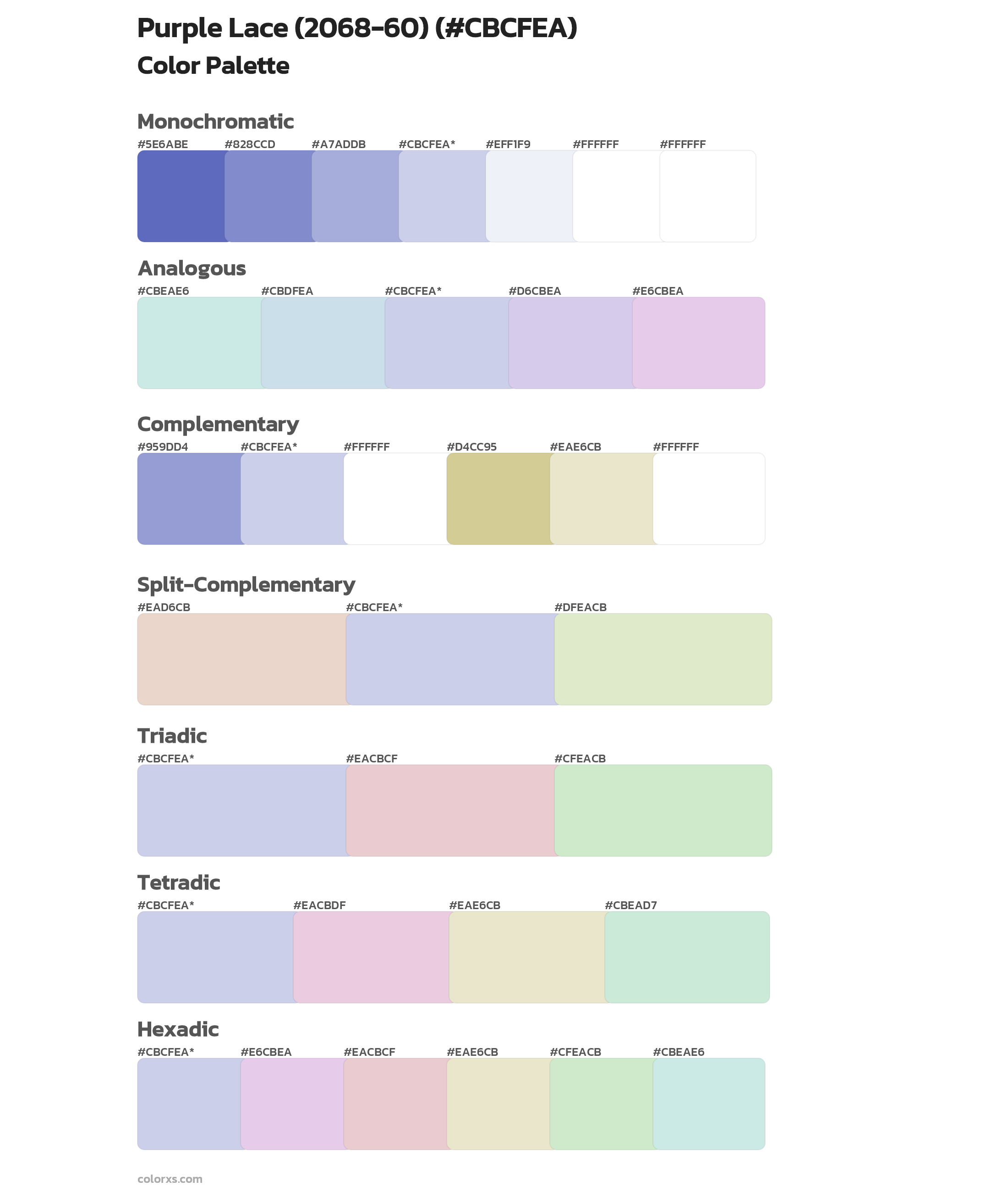 Purple Lace (2068-60) Color Scheme Palettes