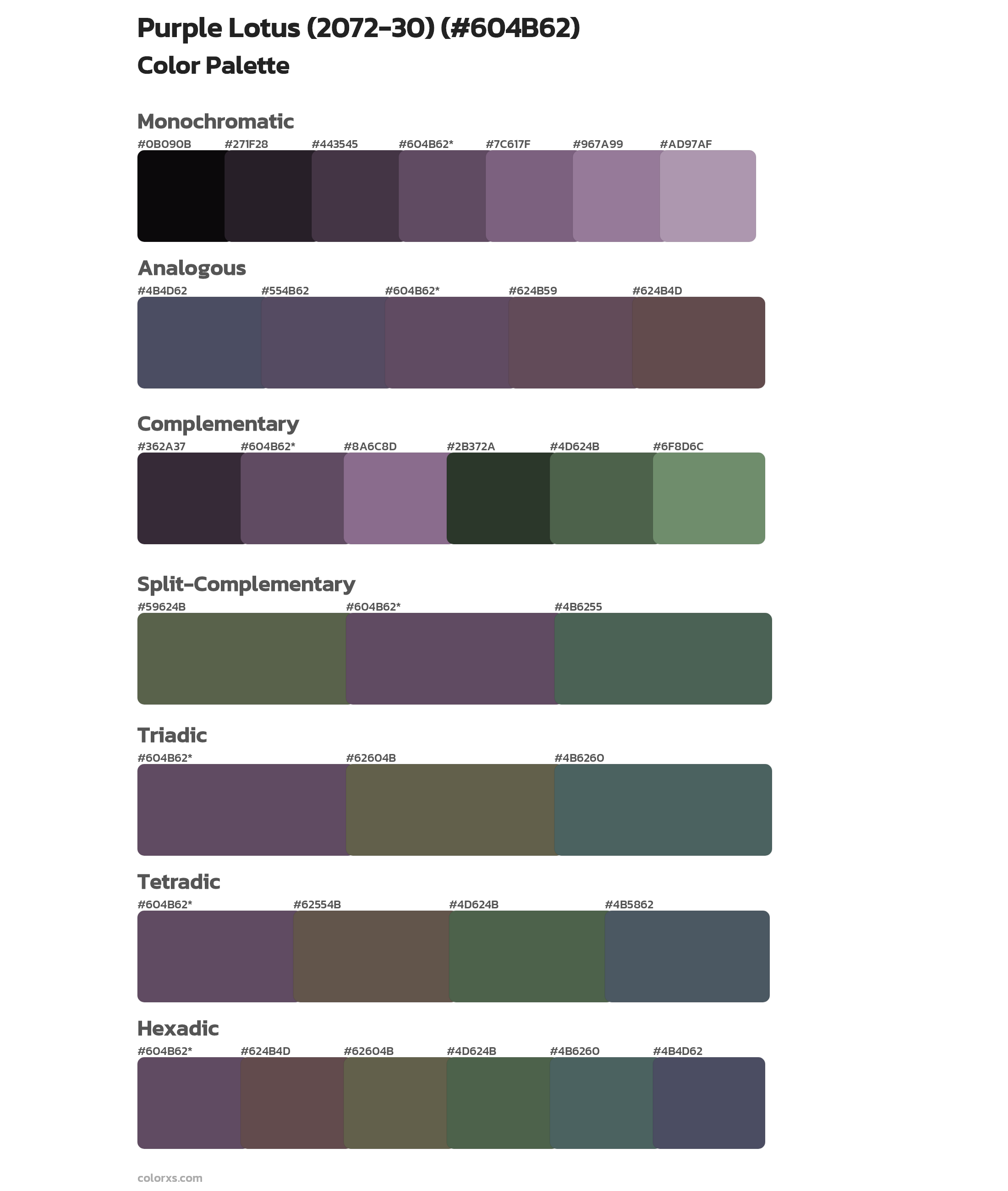Purple Lotus (2072-30) Color Scheme Palettes