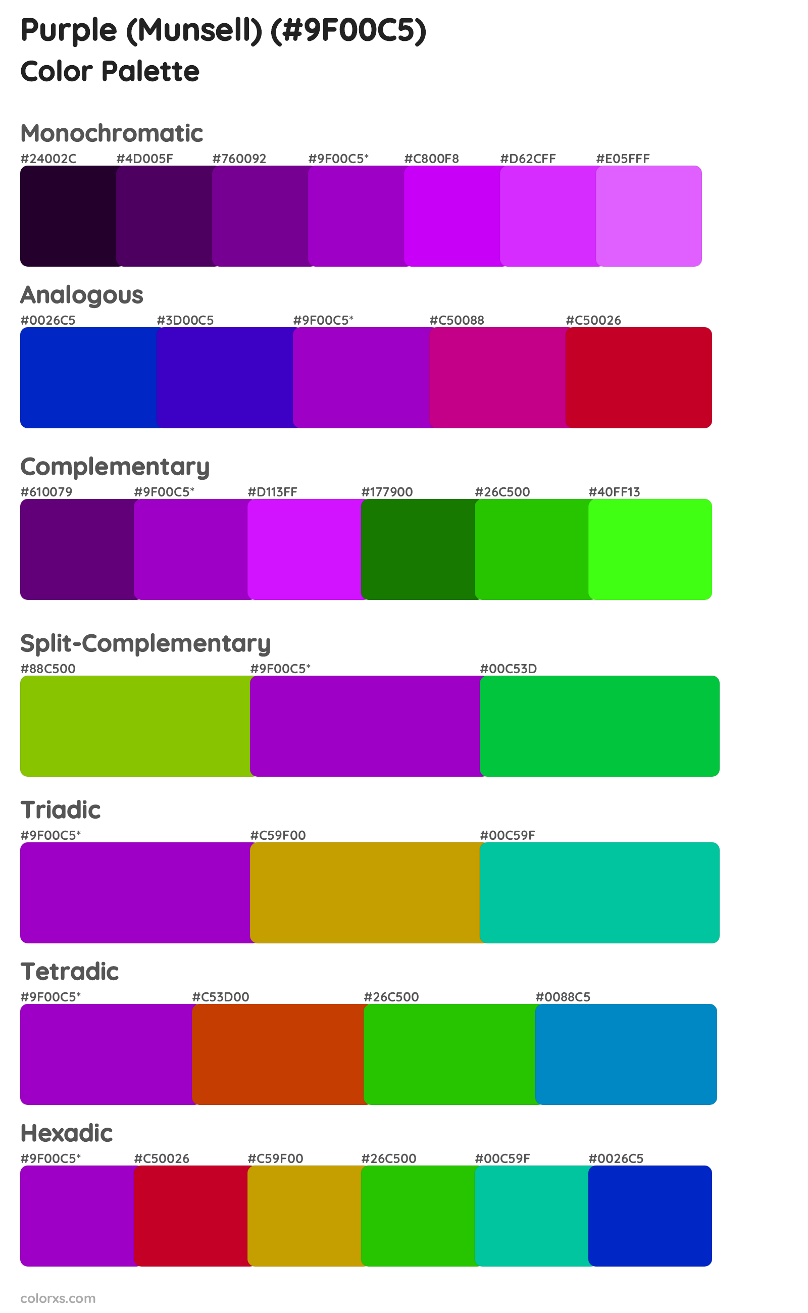 Purple (Munsell) Color Scheme Palettes