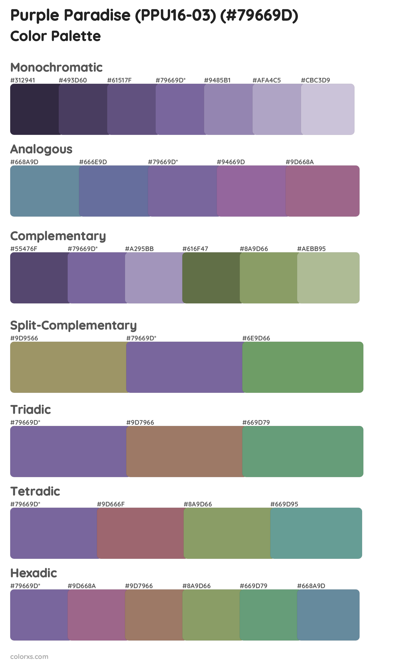 Purple Paradise (PPU16-03) Color Scheme Palettes