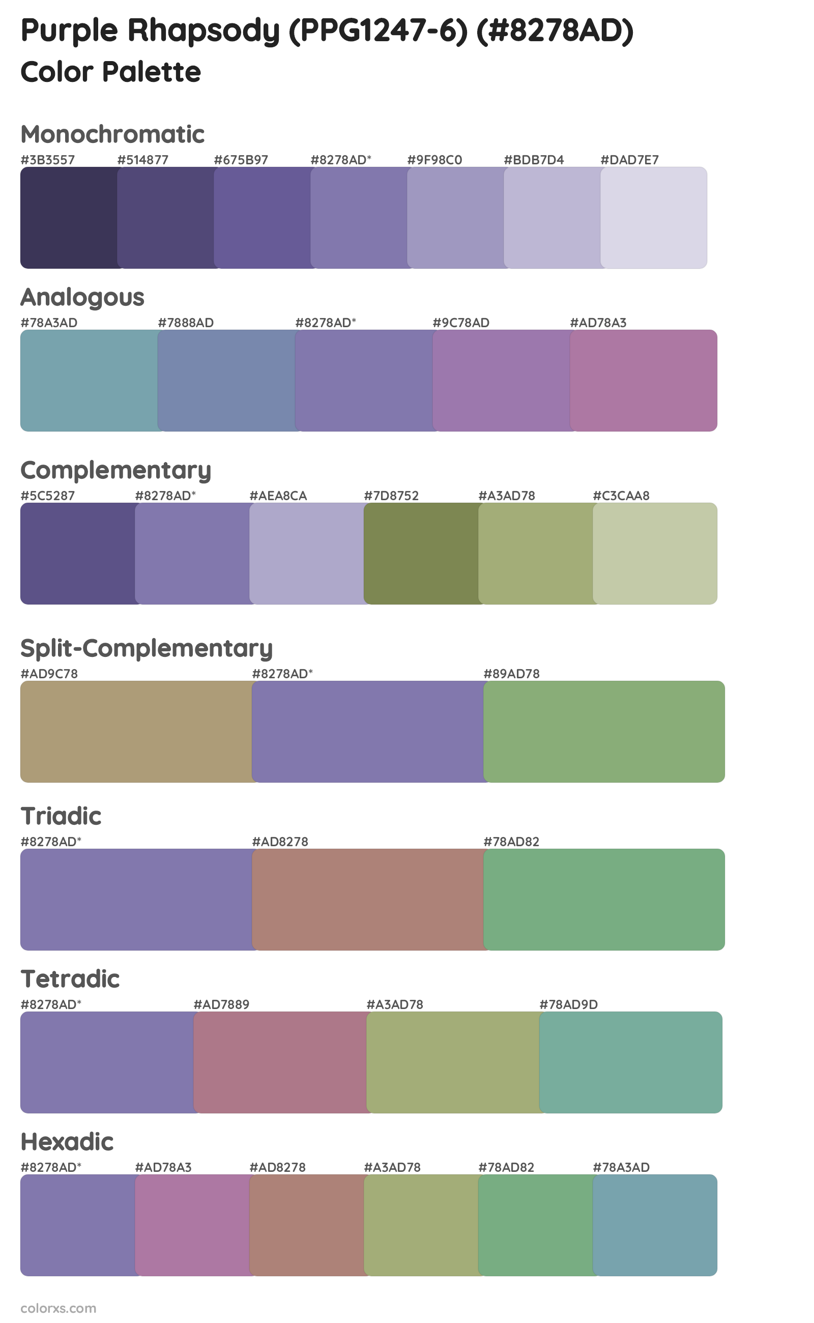 Purple Rhapsody (PPG1247-6) Color Scheme Palettes