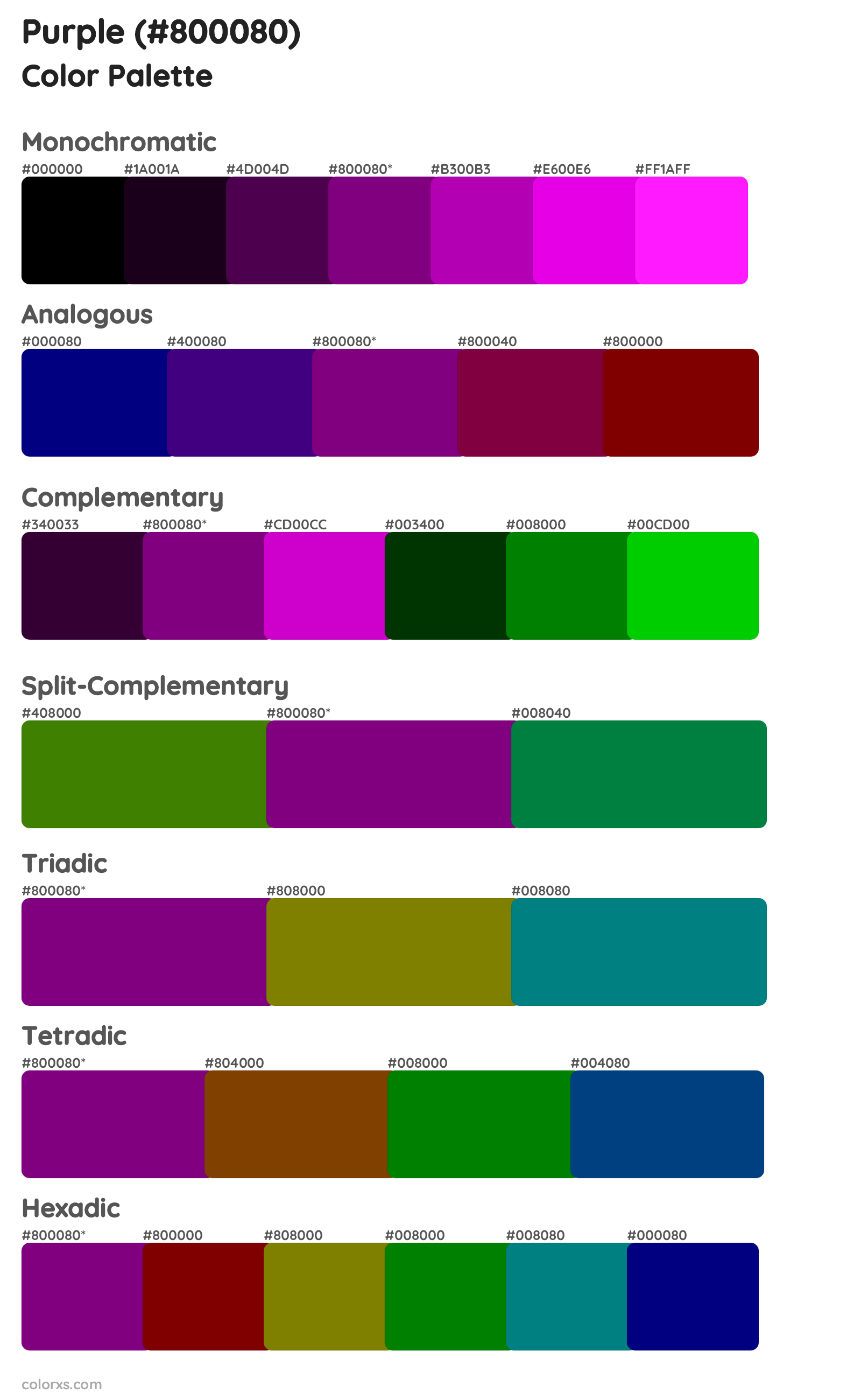 Purple Color Scheme Palettes
