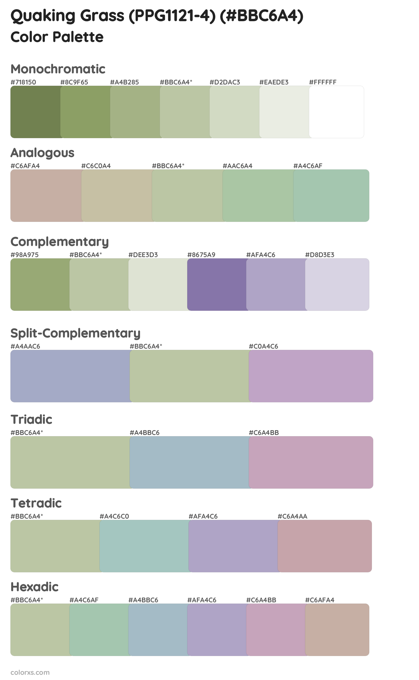 Quaking Grass (PPG1121-4) Color Scheme Palettes