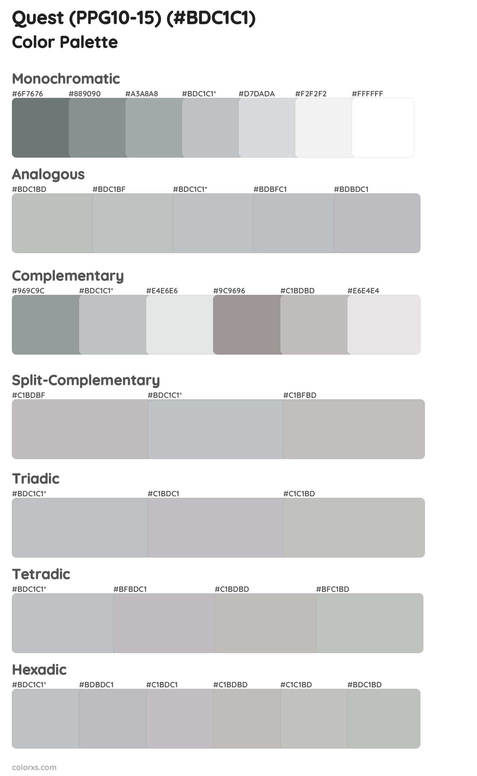 Quest (PPG10-15) Color Scheme Palettes