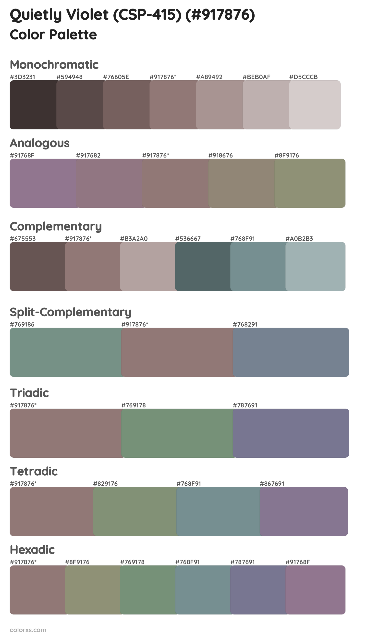 Quietly Violet (CSP-415) Color Scheme Palettes