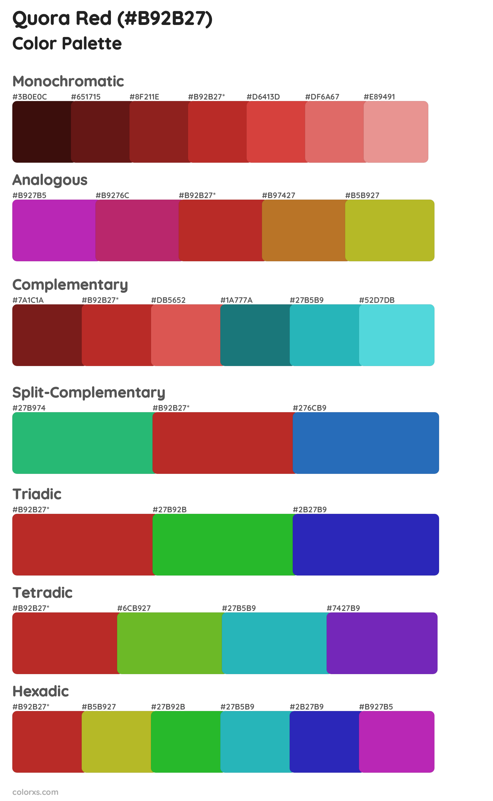 Quora Red Color Scheme Palettes