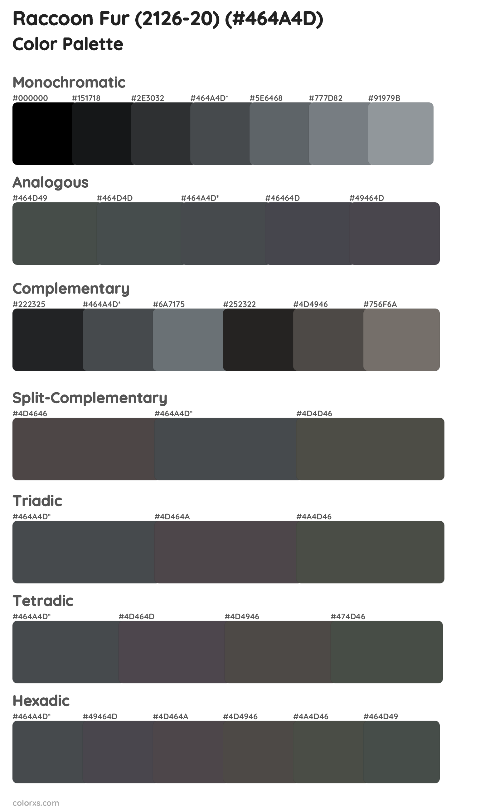 Raccoon Fur (2126-20) Color Scheme Palettes