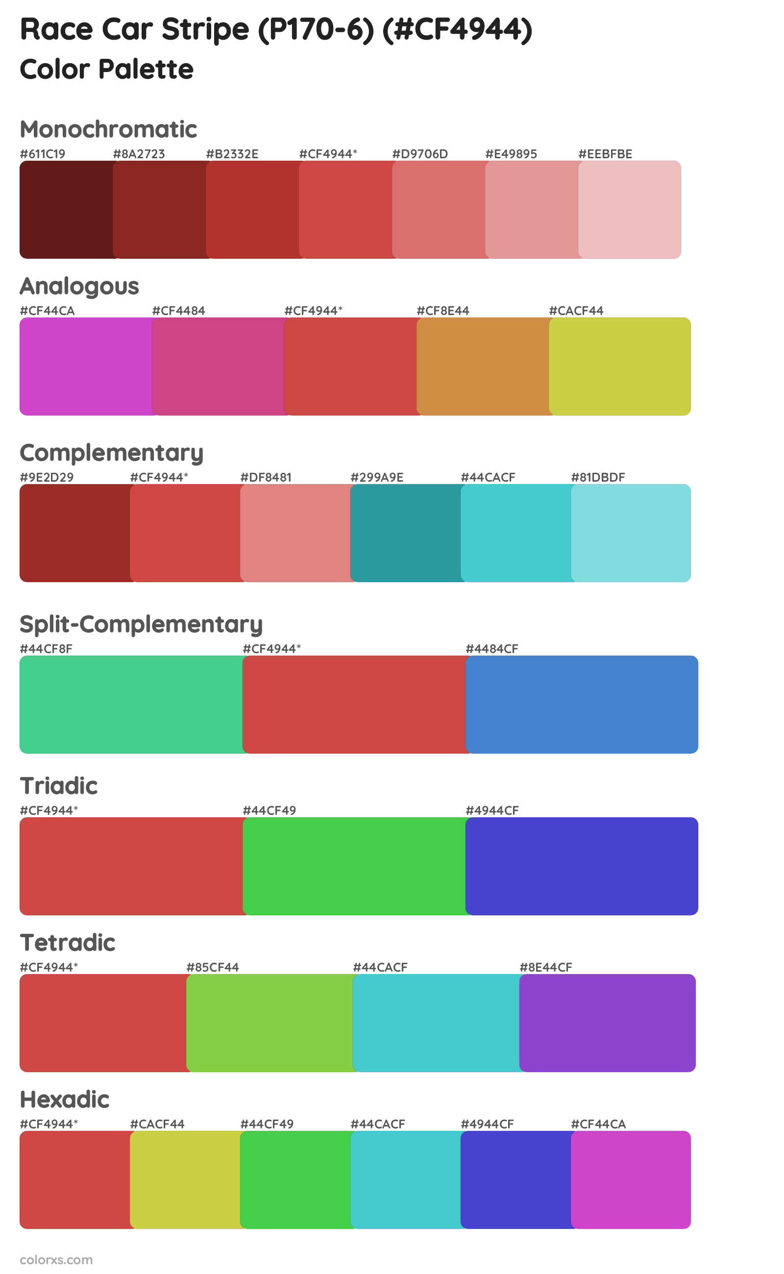 Race Car Stripe (P170-6) Color Scheme Palettes