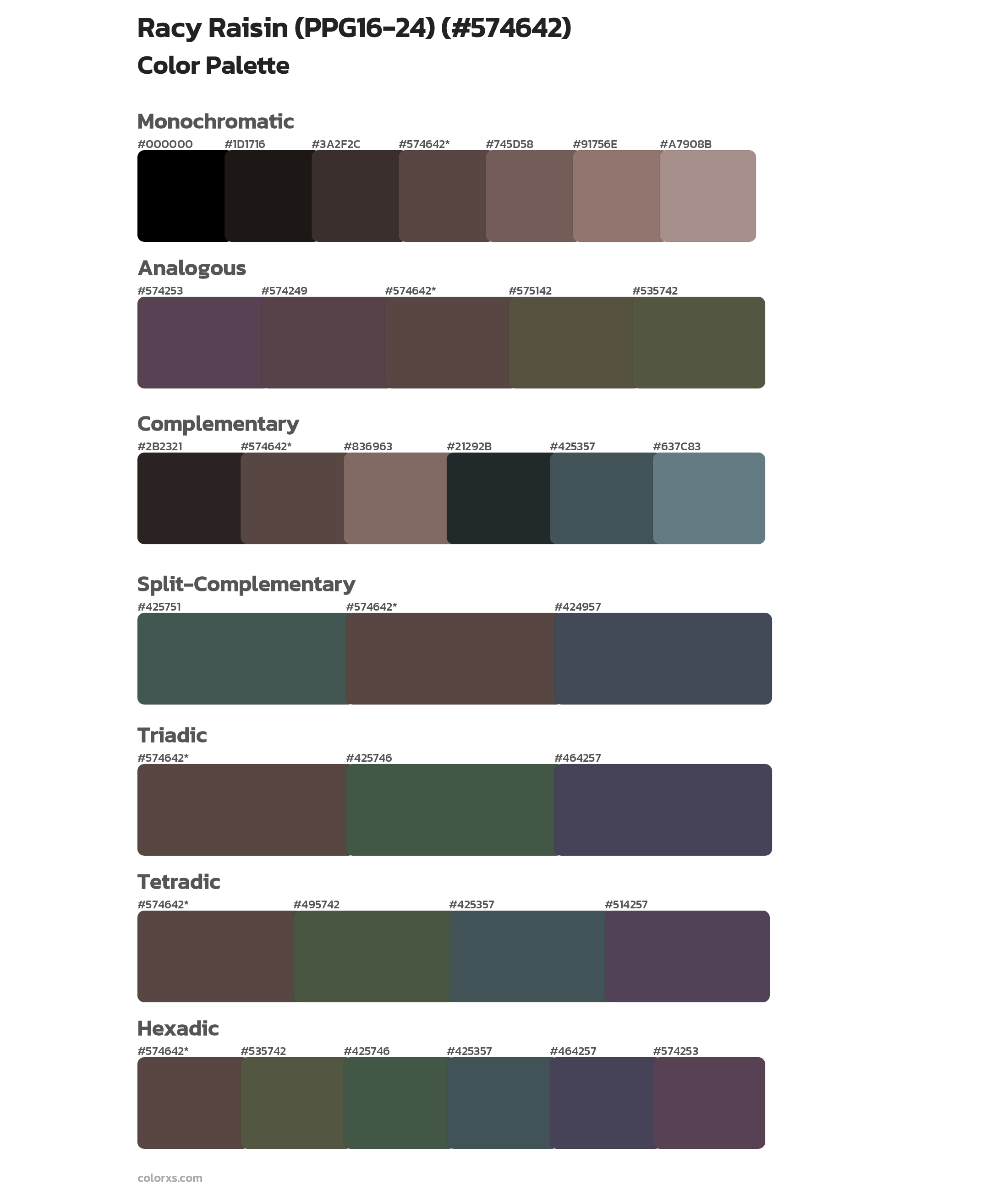 Racy Raisin (PPG16-24) Color Scheme Palettes