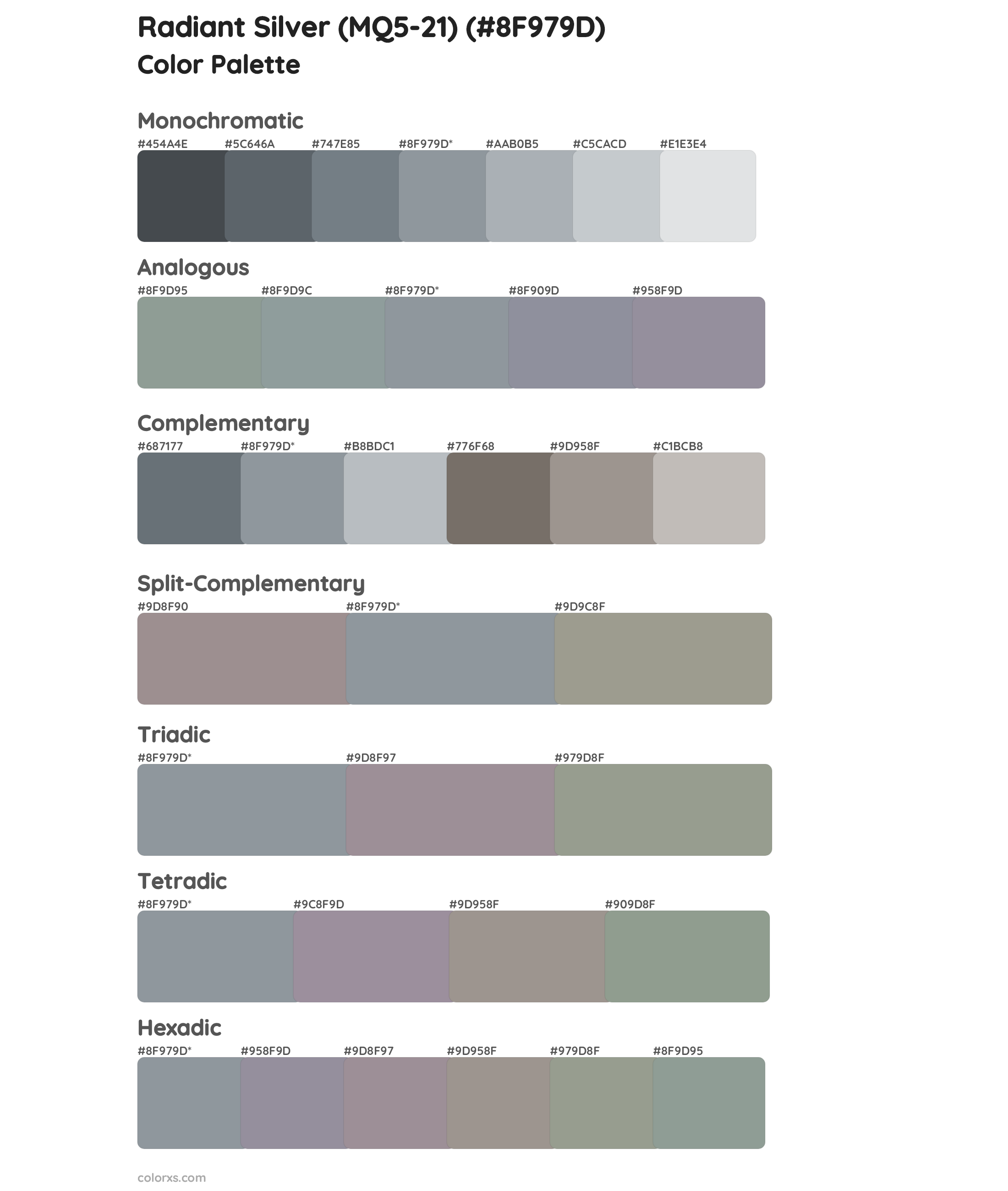 Radiant Silver (MQ5-21) Color Scheme Palettes