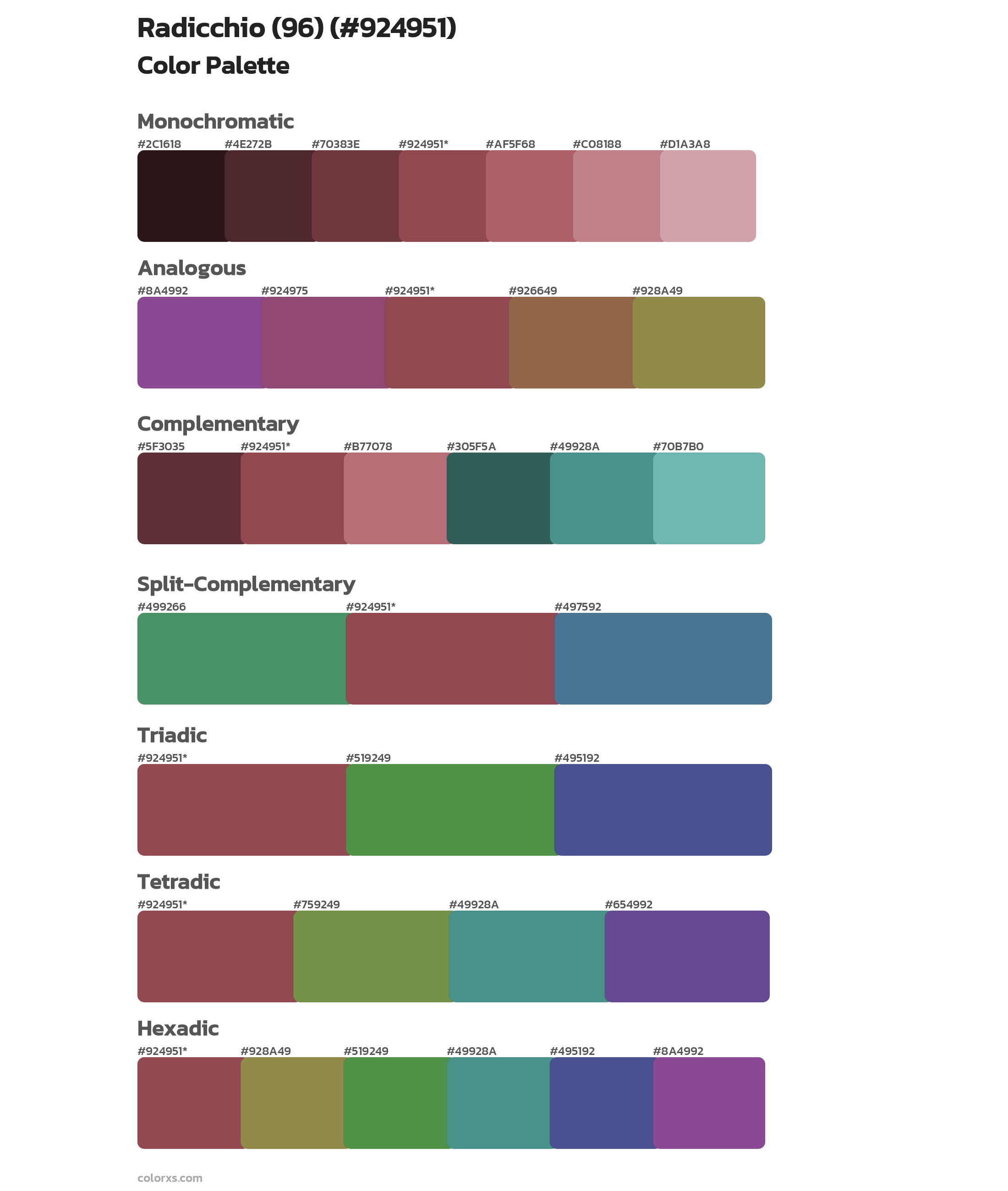 Radicchio (96) Color Scheme Palettes