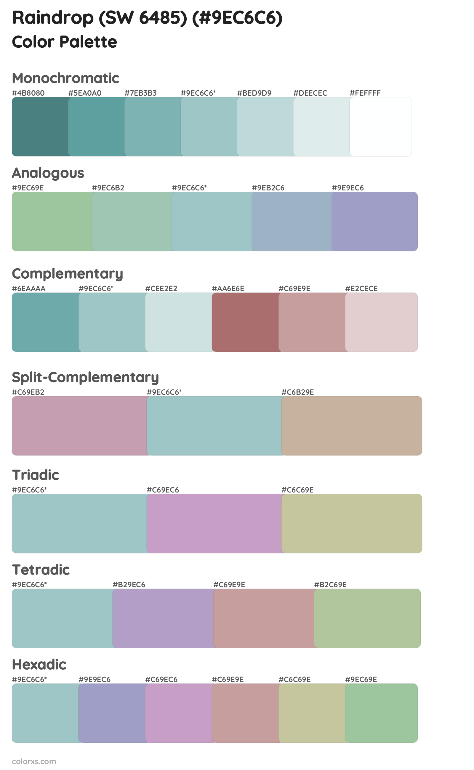 Raindrop (SW 6485) Color Scheme Palettes