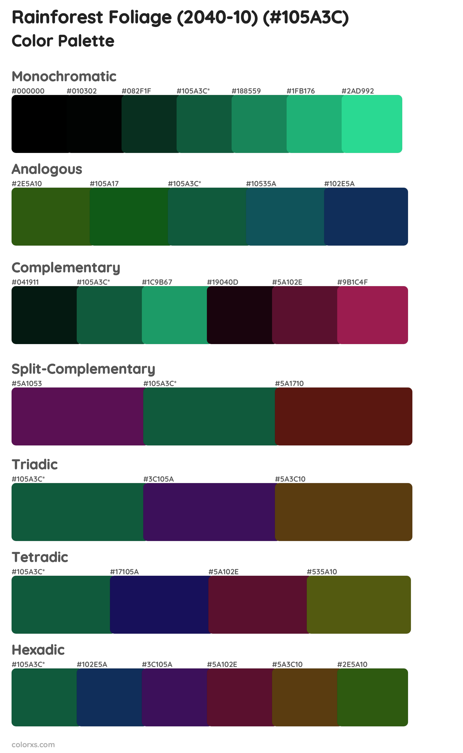 Rainforest Foliage (2040-10) Color Scheme Palettes