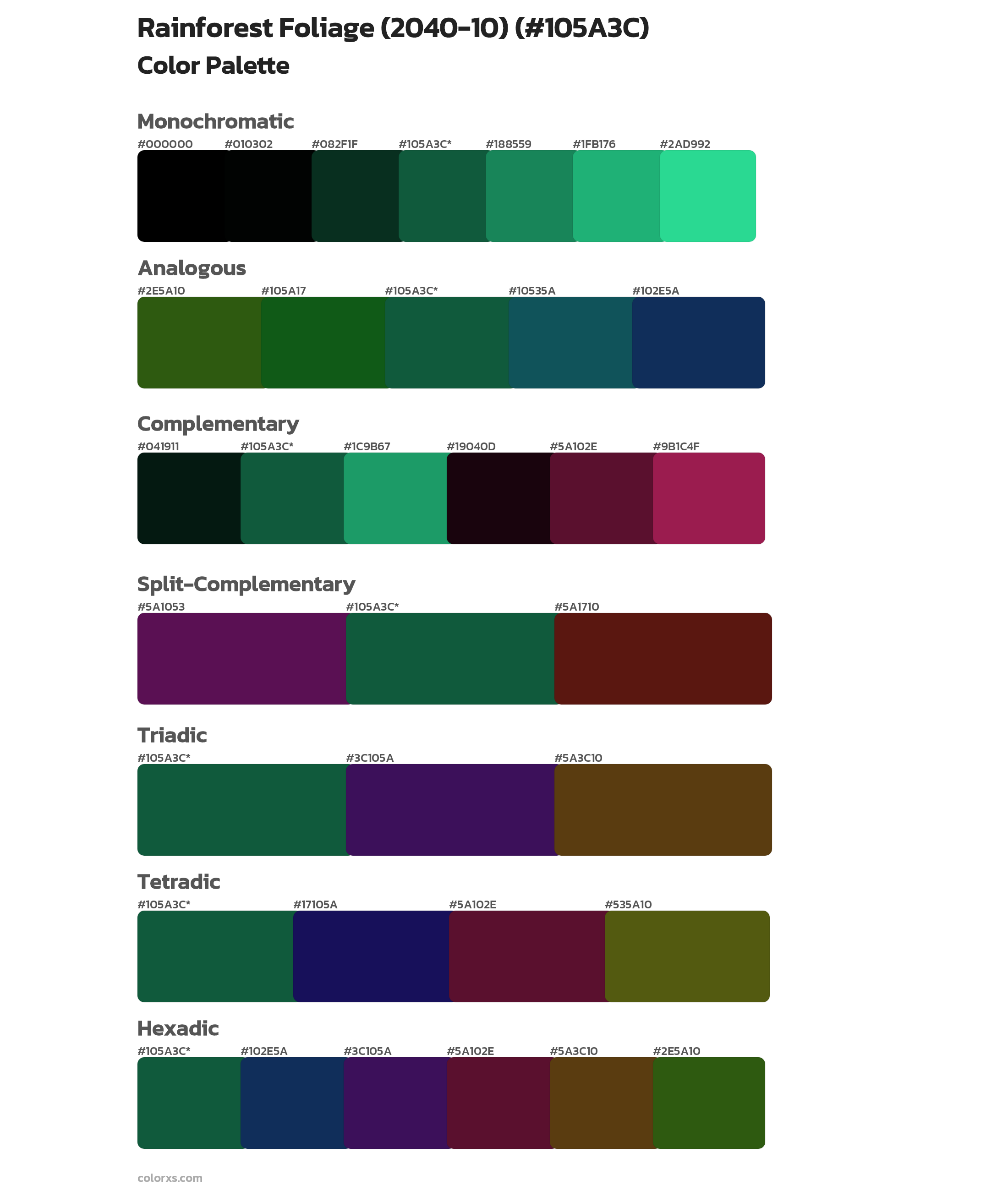 Rainforest Foliage (2040-10) Color Scheme Palettes