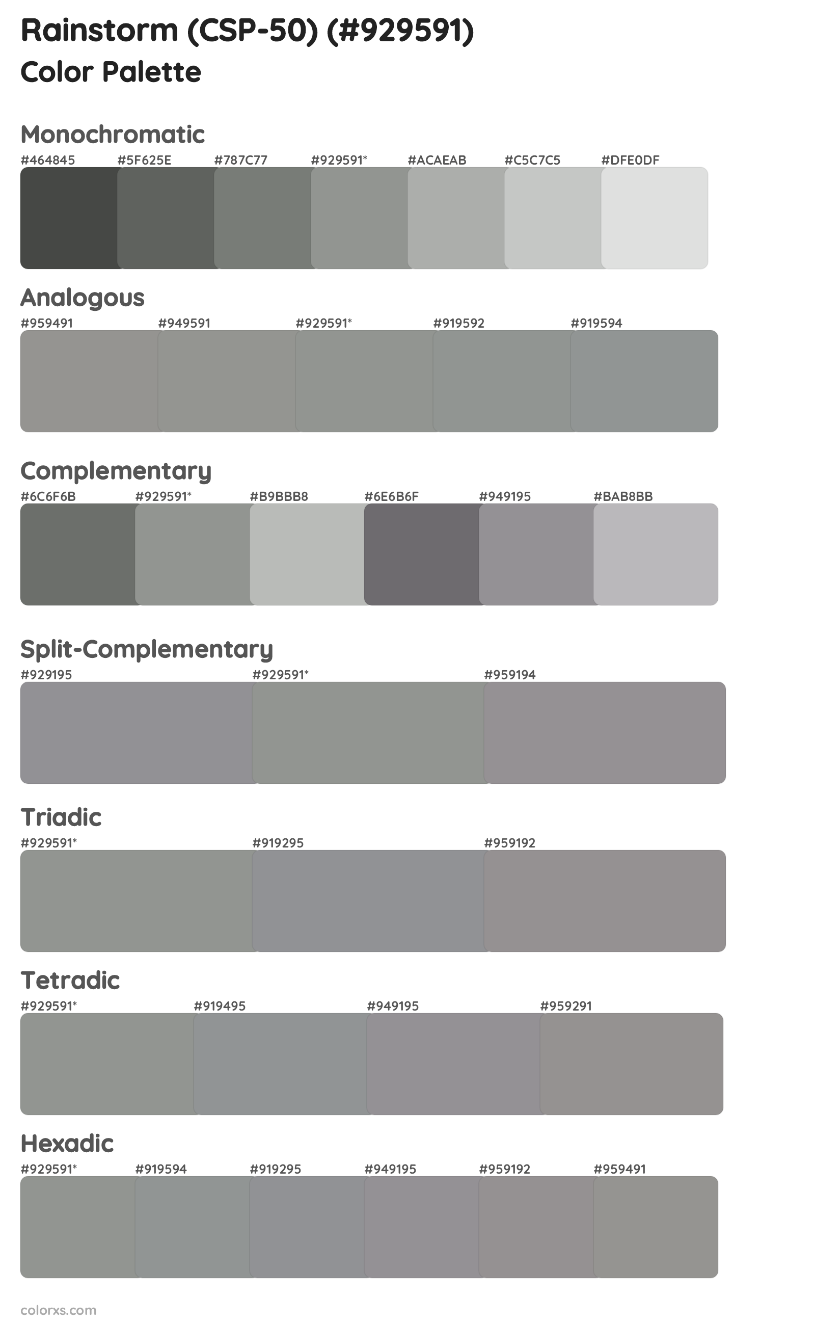 Rainstorm (CSP-50) Color Scheme Palettes