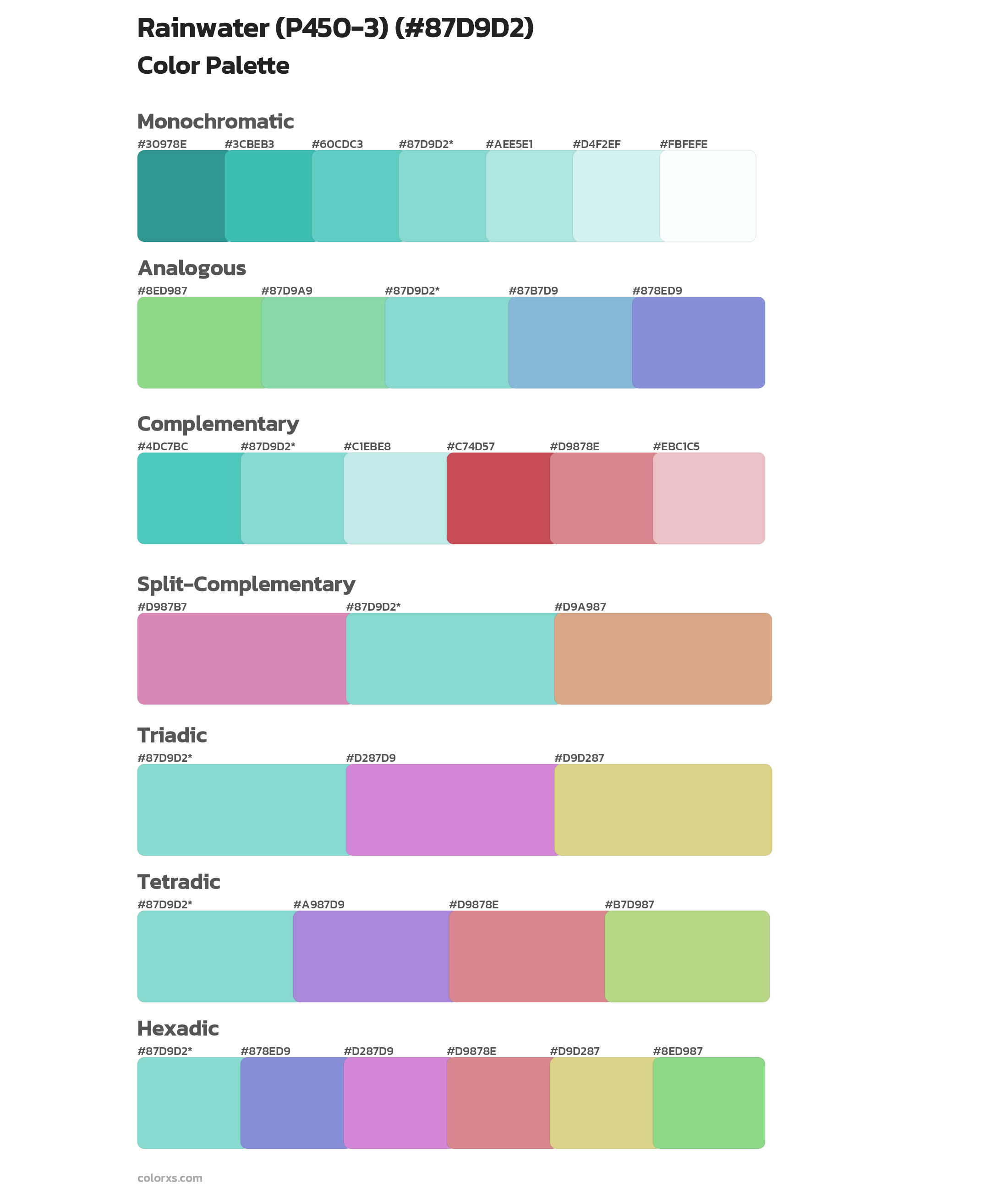 Rainwater (P450-3) Color Scheme Palettes