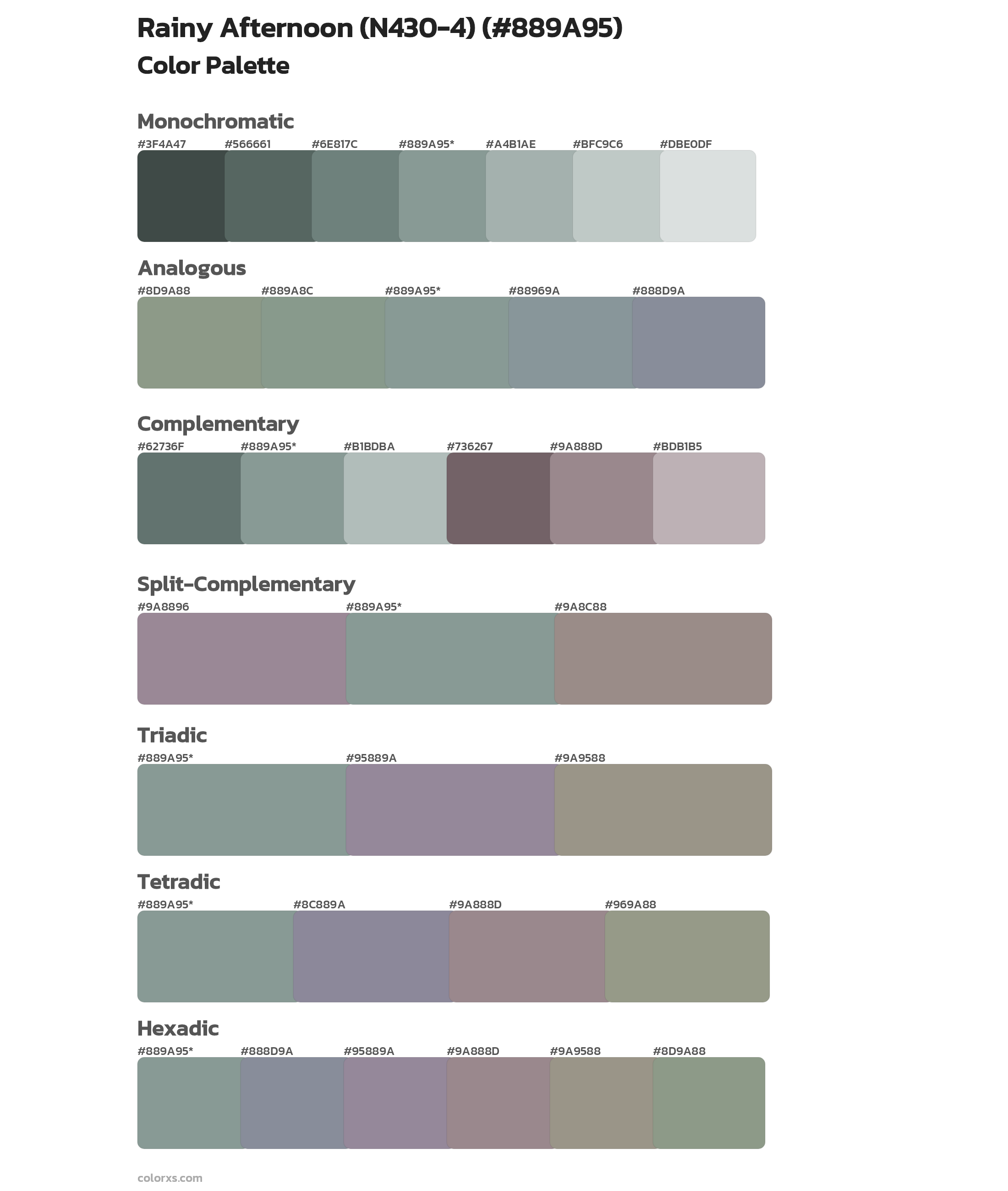 Rainy Afternoon (N430-4) Color Scheme Palettes