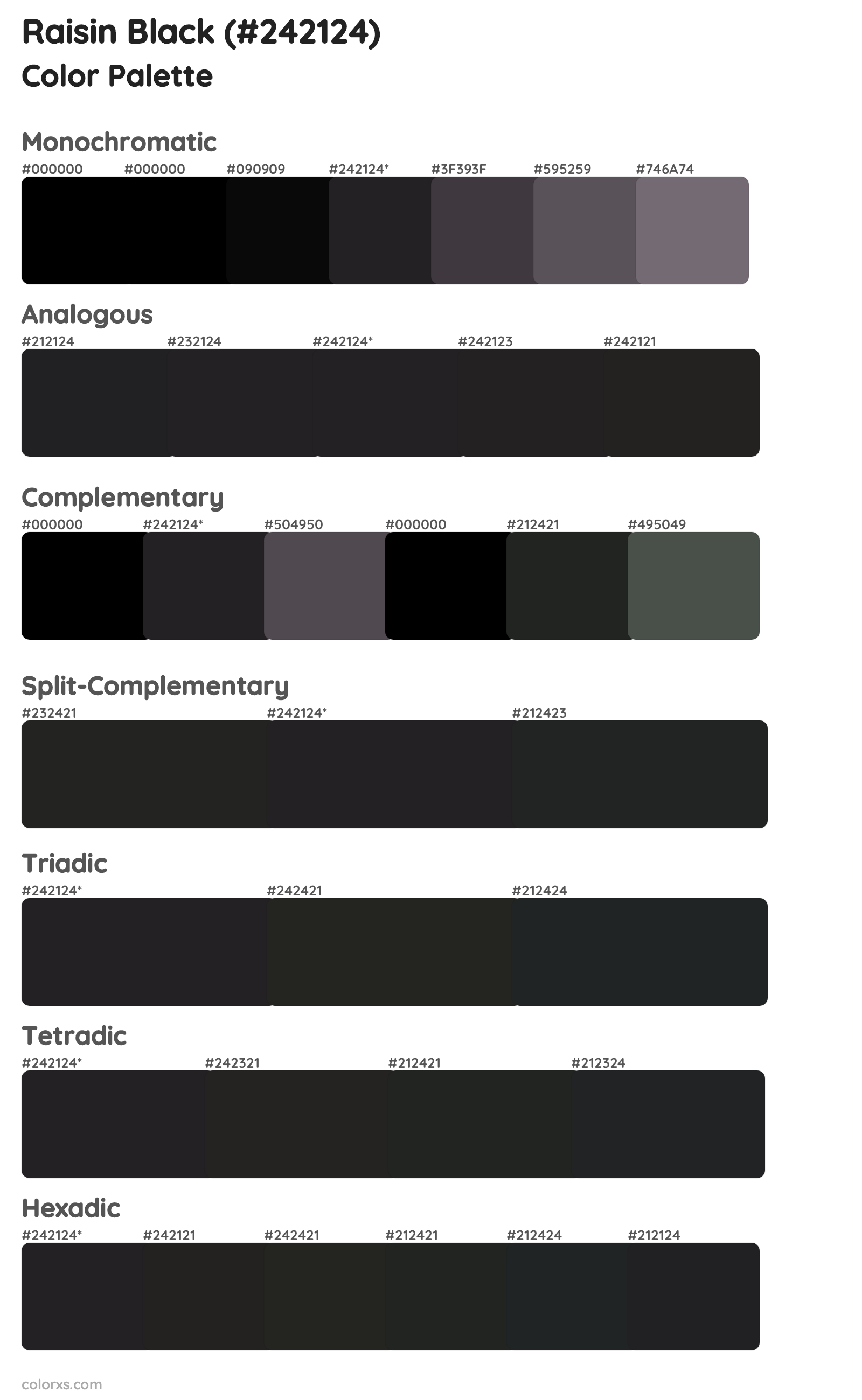 Raisin Black Color Scheme Palettes