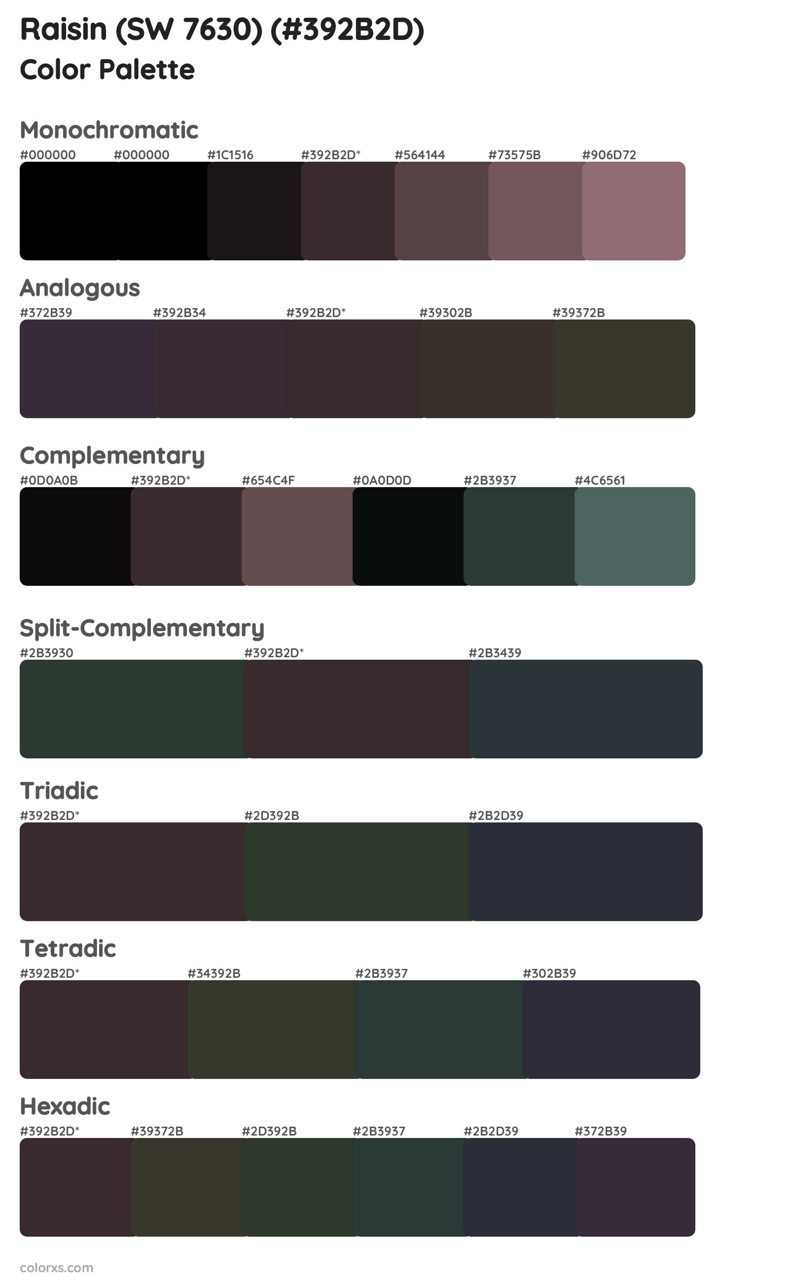 Raisin (SW 7630) Color Scheme Palettes