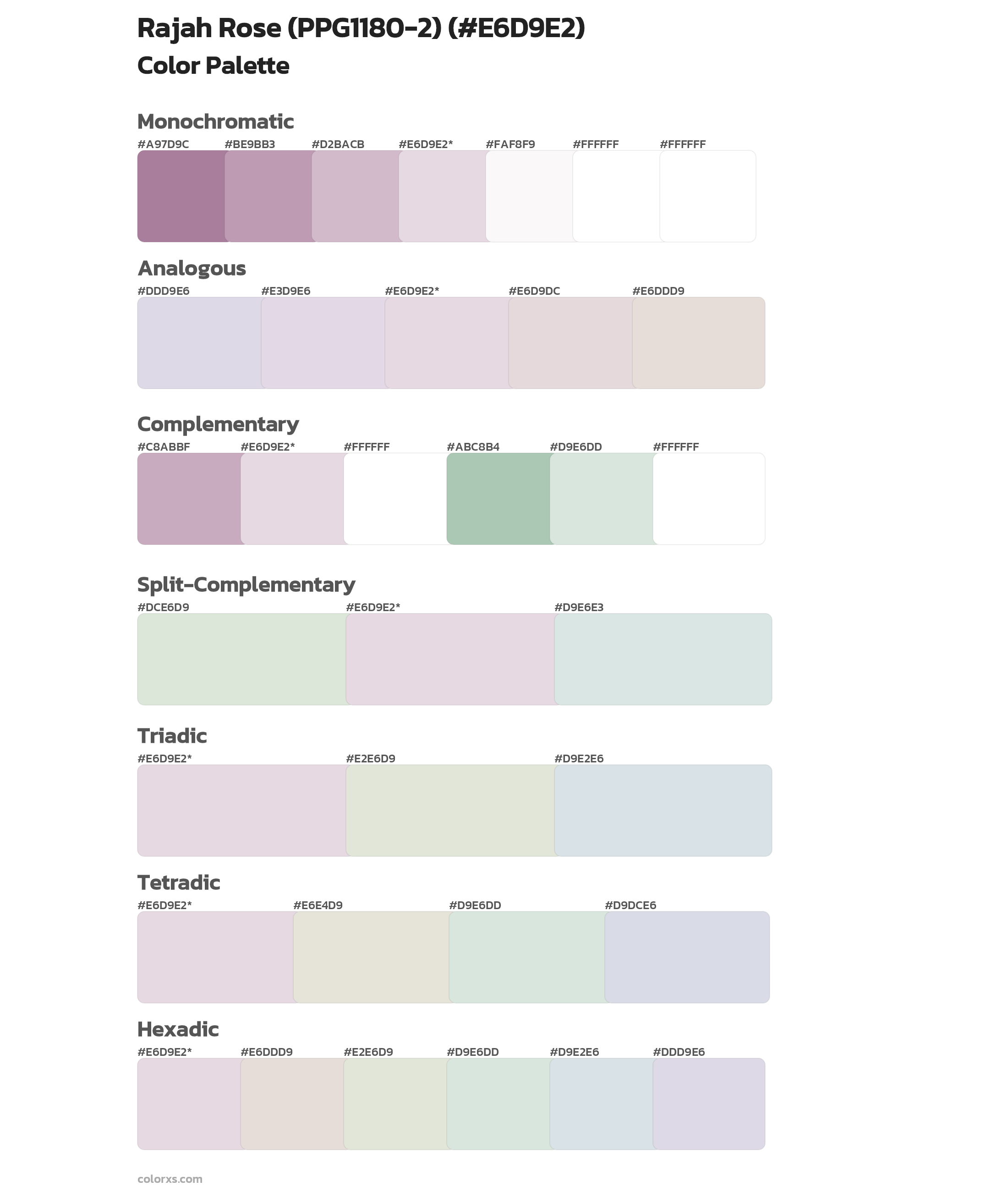 Rajah Rose (PPG1180-2) Color Scheme Palettes
