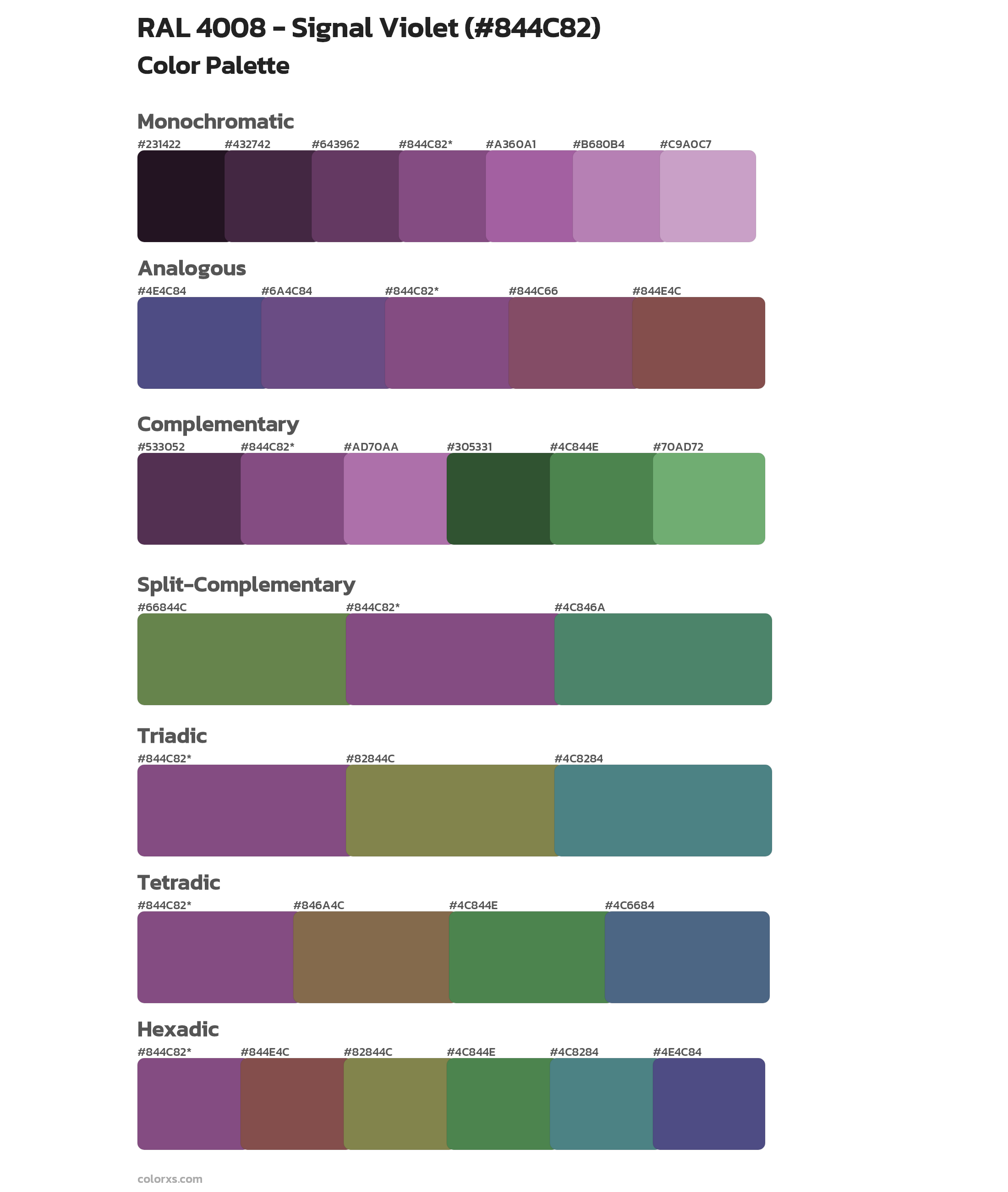 RAL 4008 - Signal Violet Color Scheme Palettes