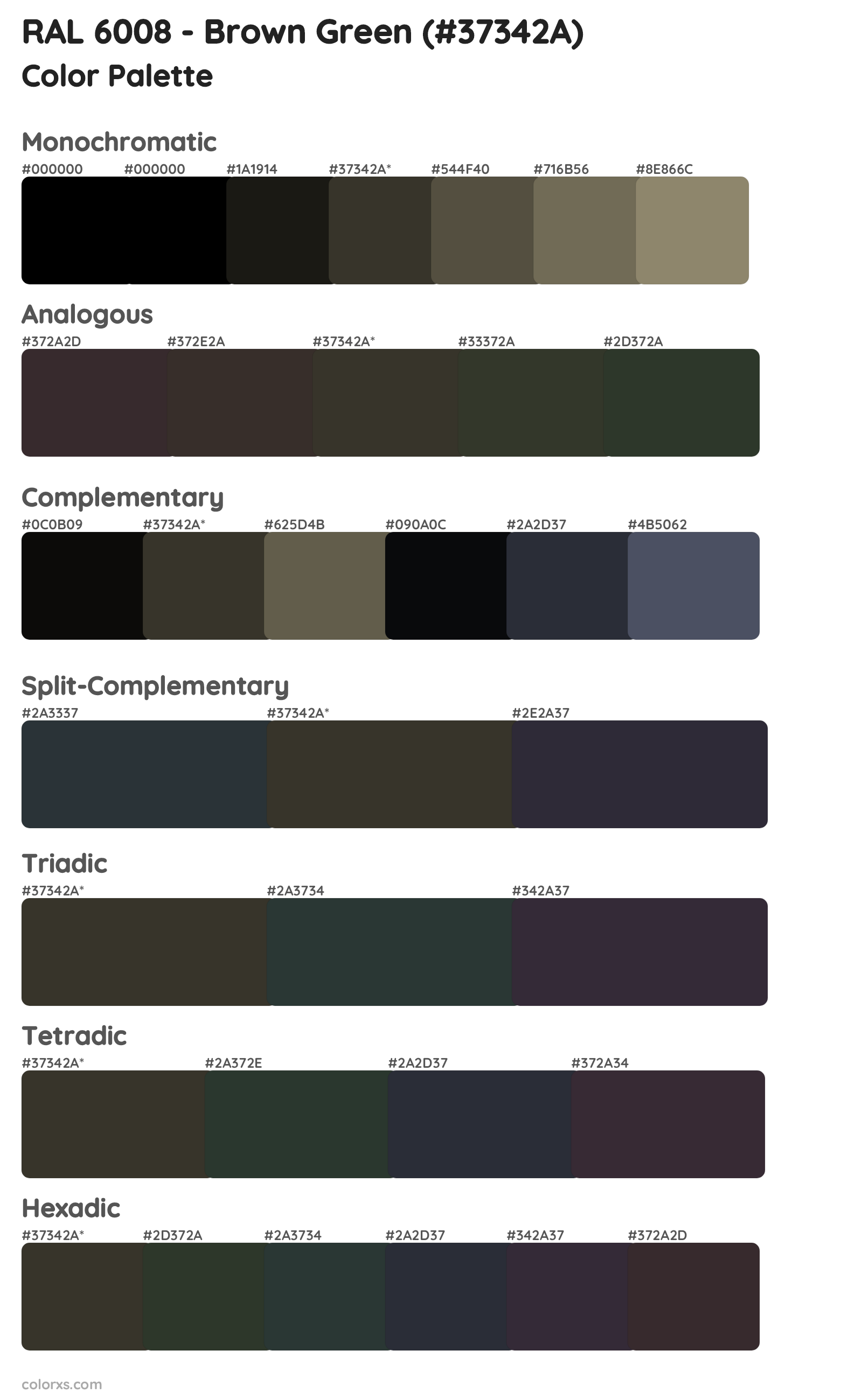 RAL 6008 - Brown Green Color Scheme Palettes
