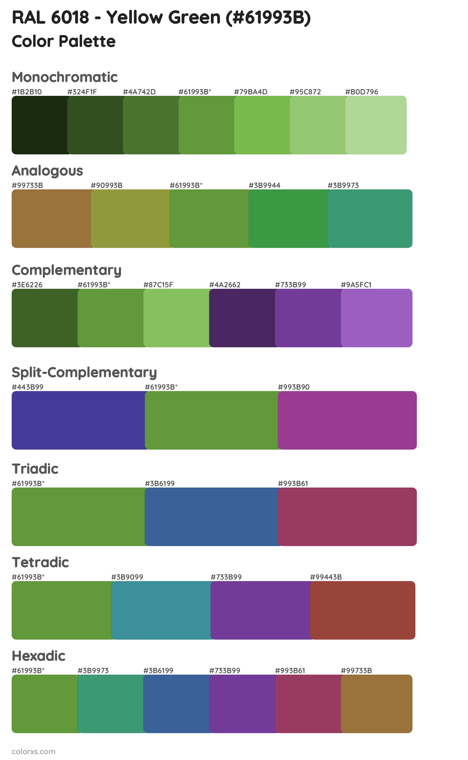 RAL 6018 - Yellow Green Color Scheme Palettes