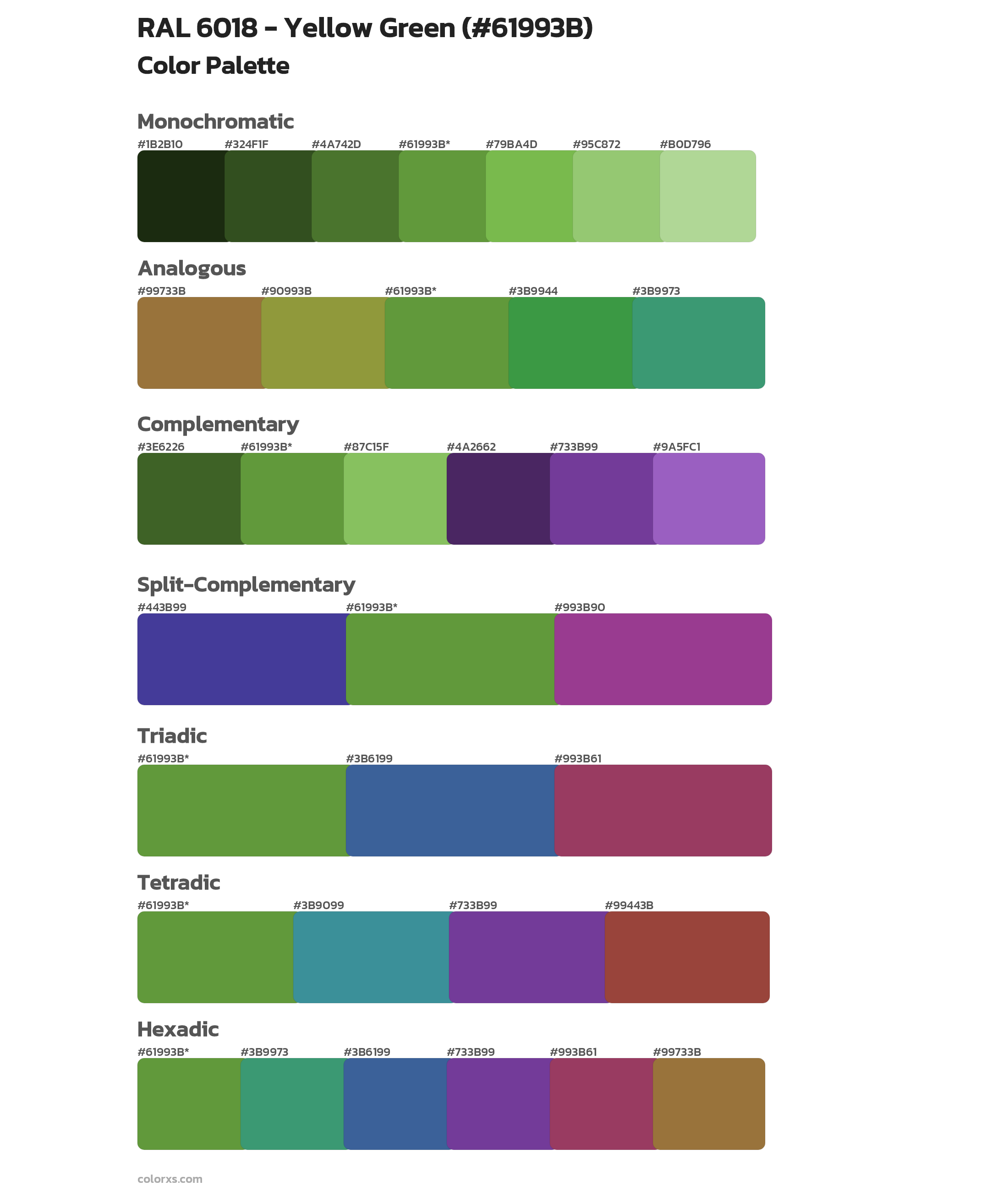 RAL 6018 - Yellow Green Color Scheme Palettes