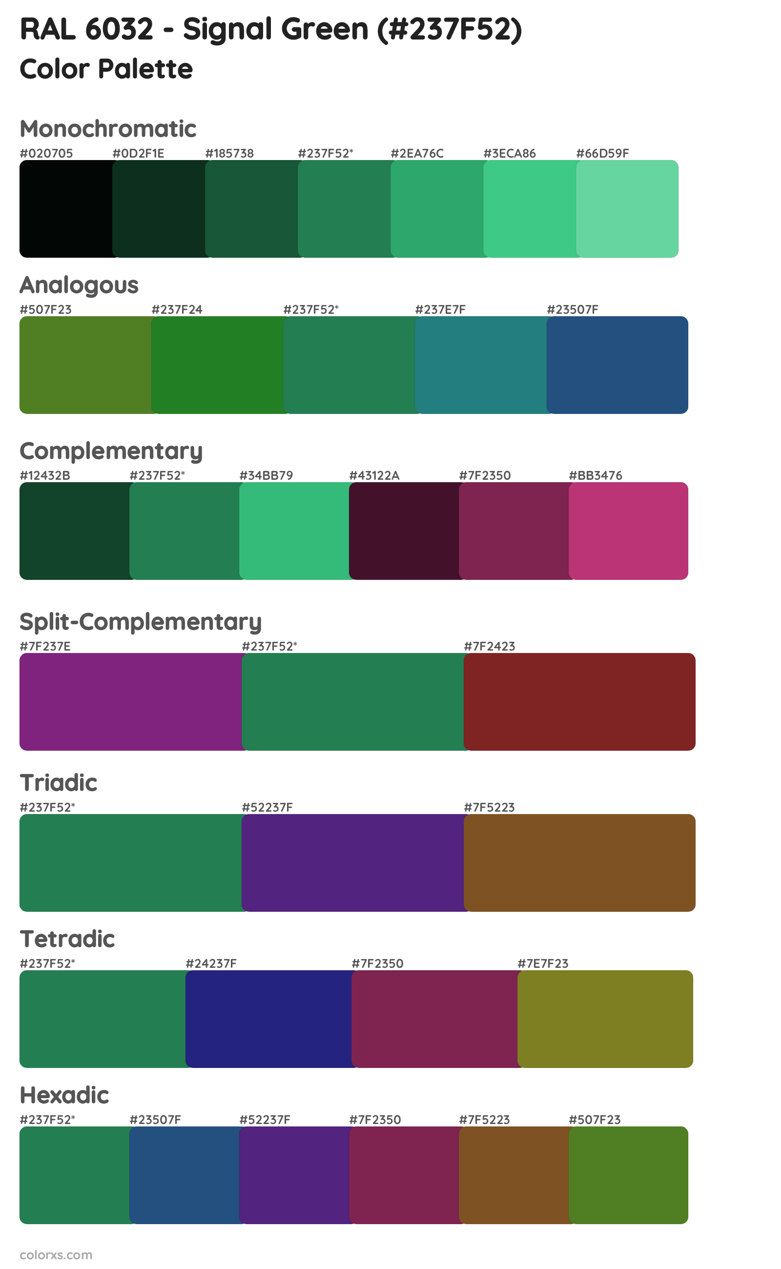 RAL 6032 - Signal Green Color Scheme Palettes
