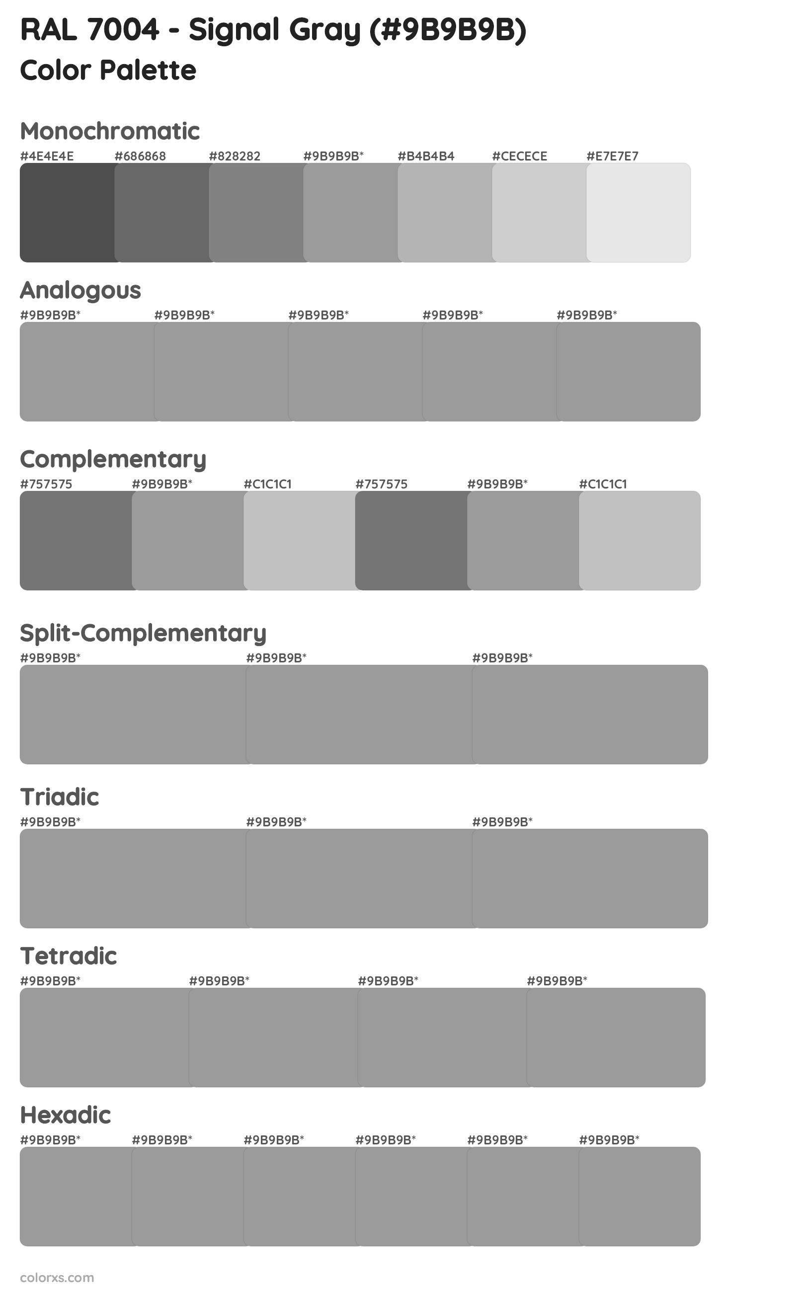 RAL 7004 - Signal Gray Color Scheme Palettes