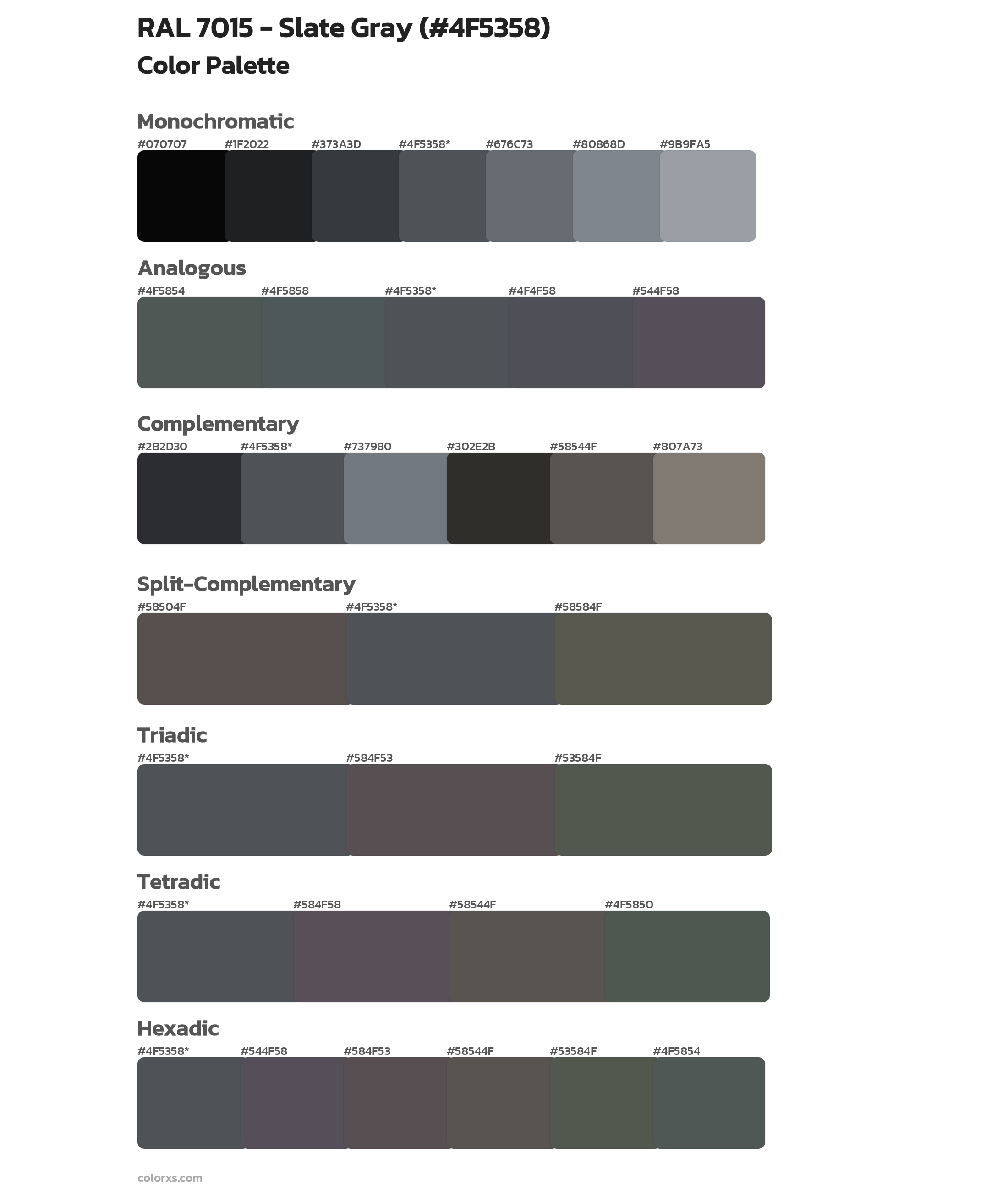 RAL 7015 - Slate Gray Color Scheme Palettes