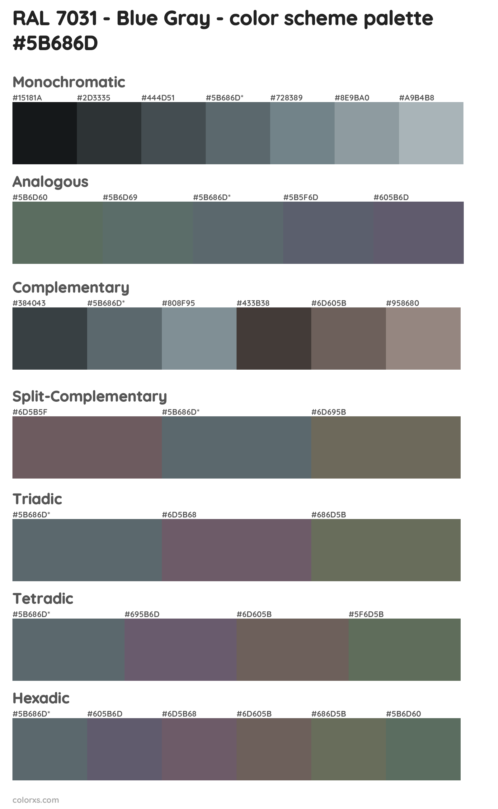 RAL 7031 - Blue Gray Color Scheme Palettes