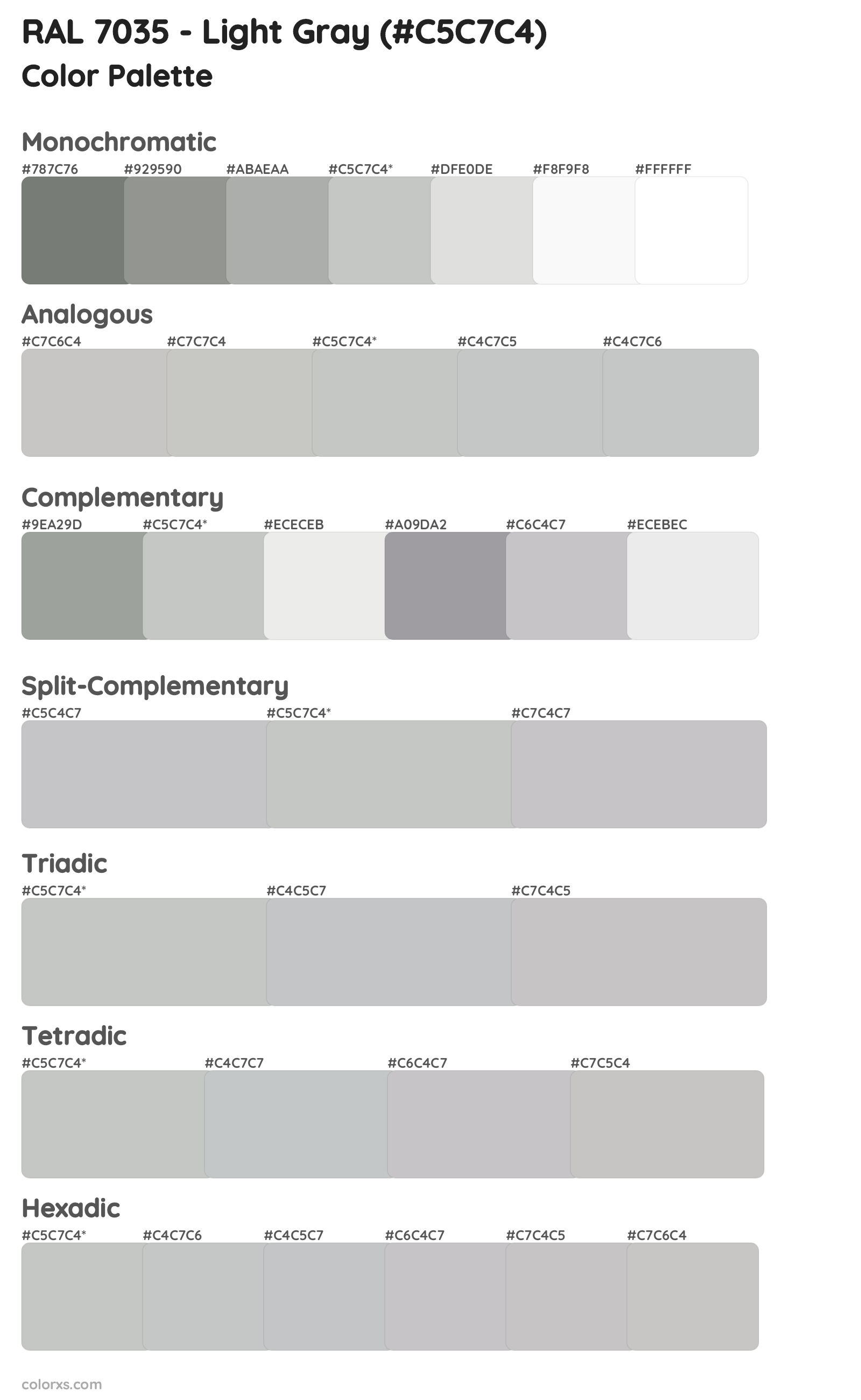 RAL 7035 - Light Gray Color Scheme Palettes