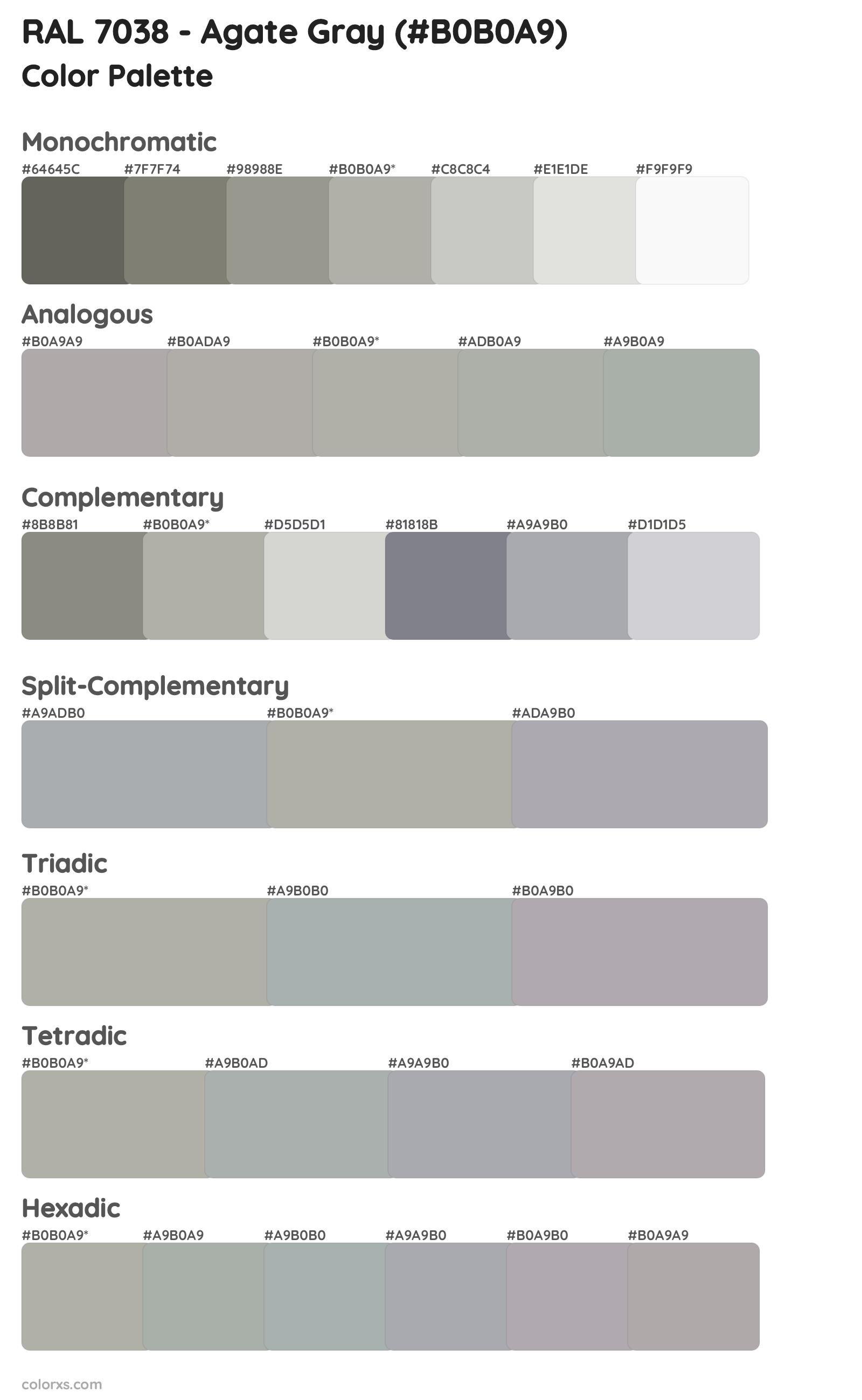 RAL 7038 - Agate Gray Color Scheme Palettes