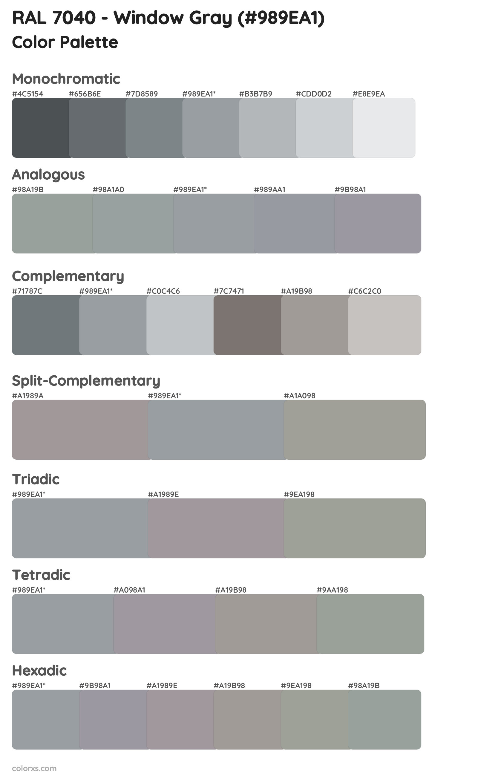 RAL 7040 - Window Gray Color Scheme Palettes