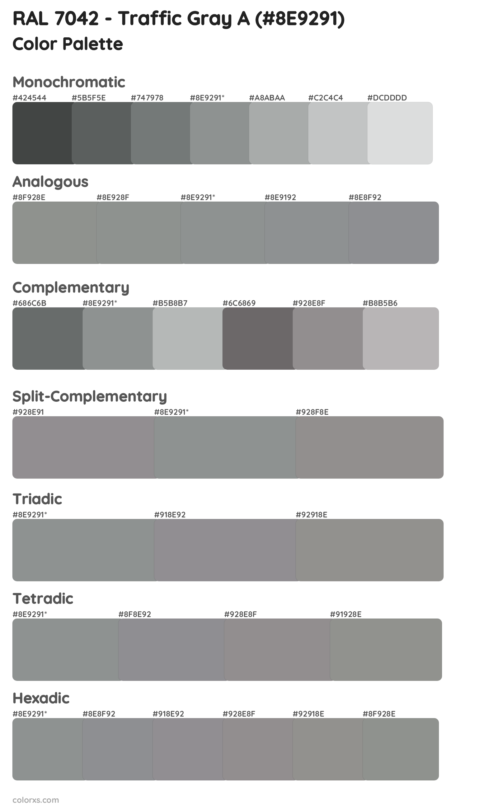 RAL 7042 - Traffic Gray A Color Scheme Palettes
